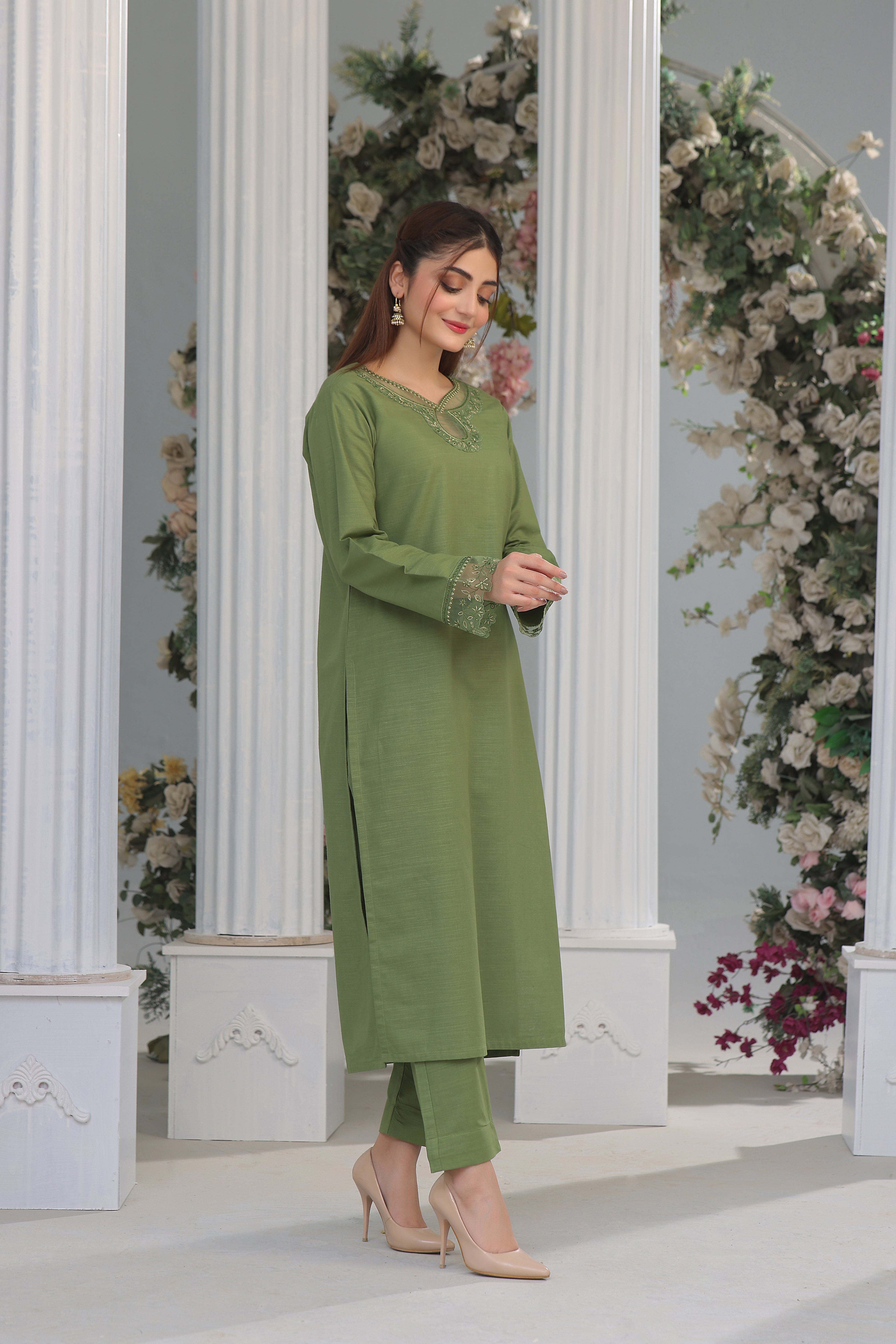 Luxeurs Khaddar Stitched Embroidered Dress