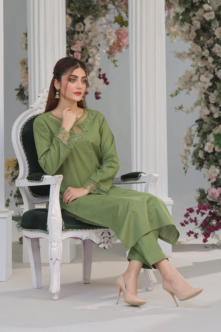 Luxeurs Khaddar Stitched Embroidered Dress