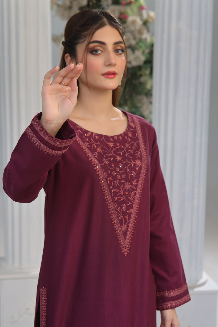 Luxeurs Khaddar Stitched Embroidered Dress