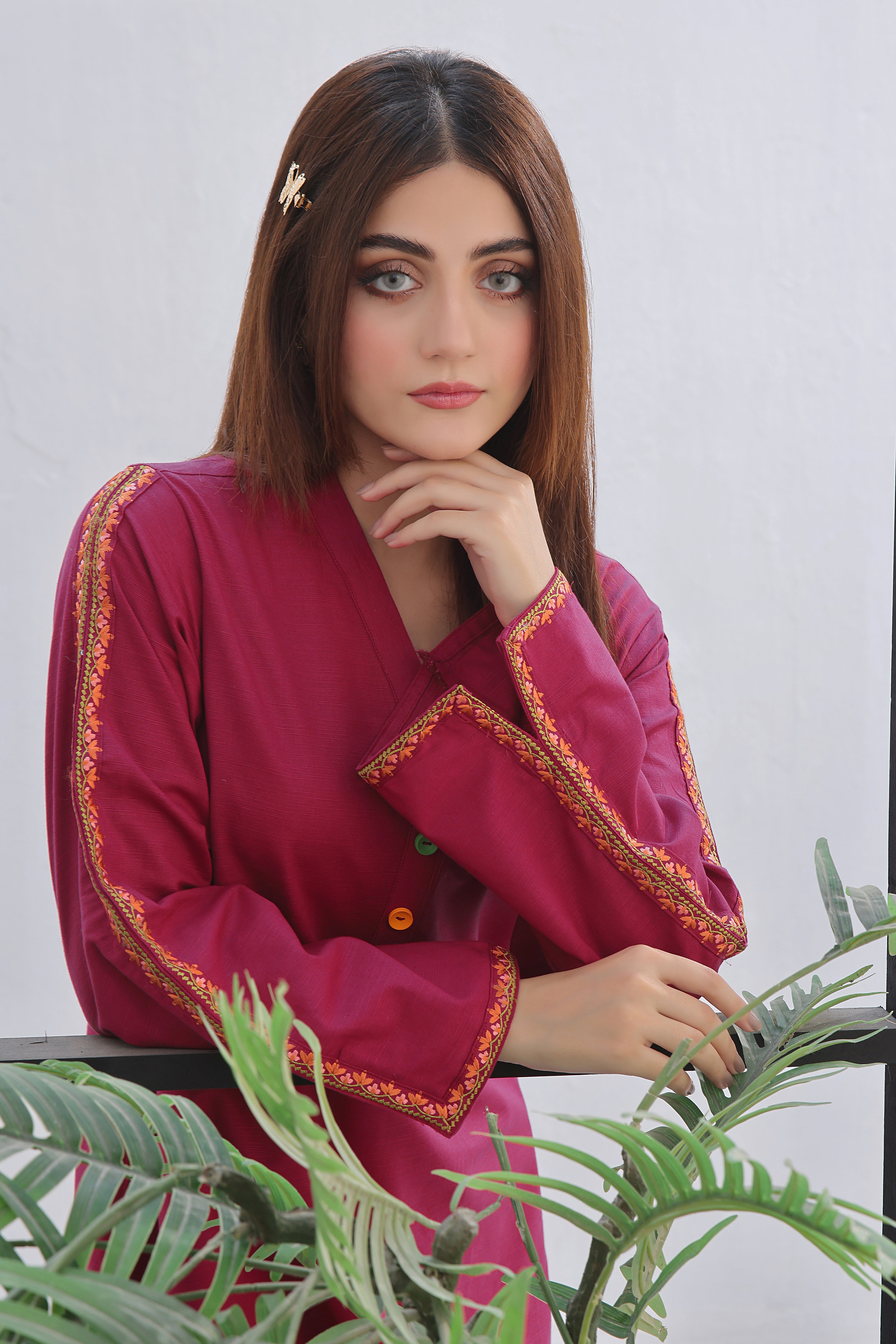 Luxeurs Khaddar Stitched Embroidered Dress