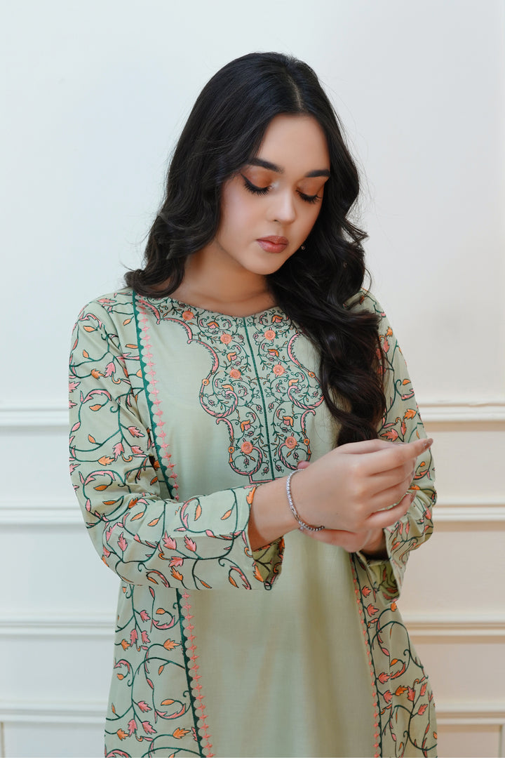 Sage Green 2PC Embroidered Lawn Dress