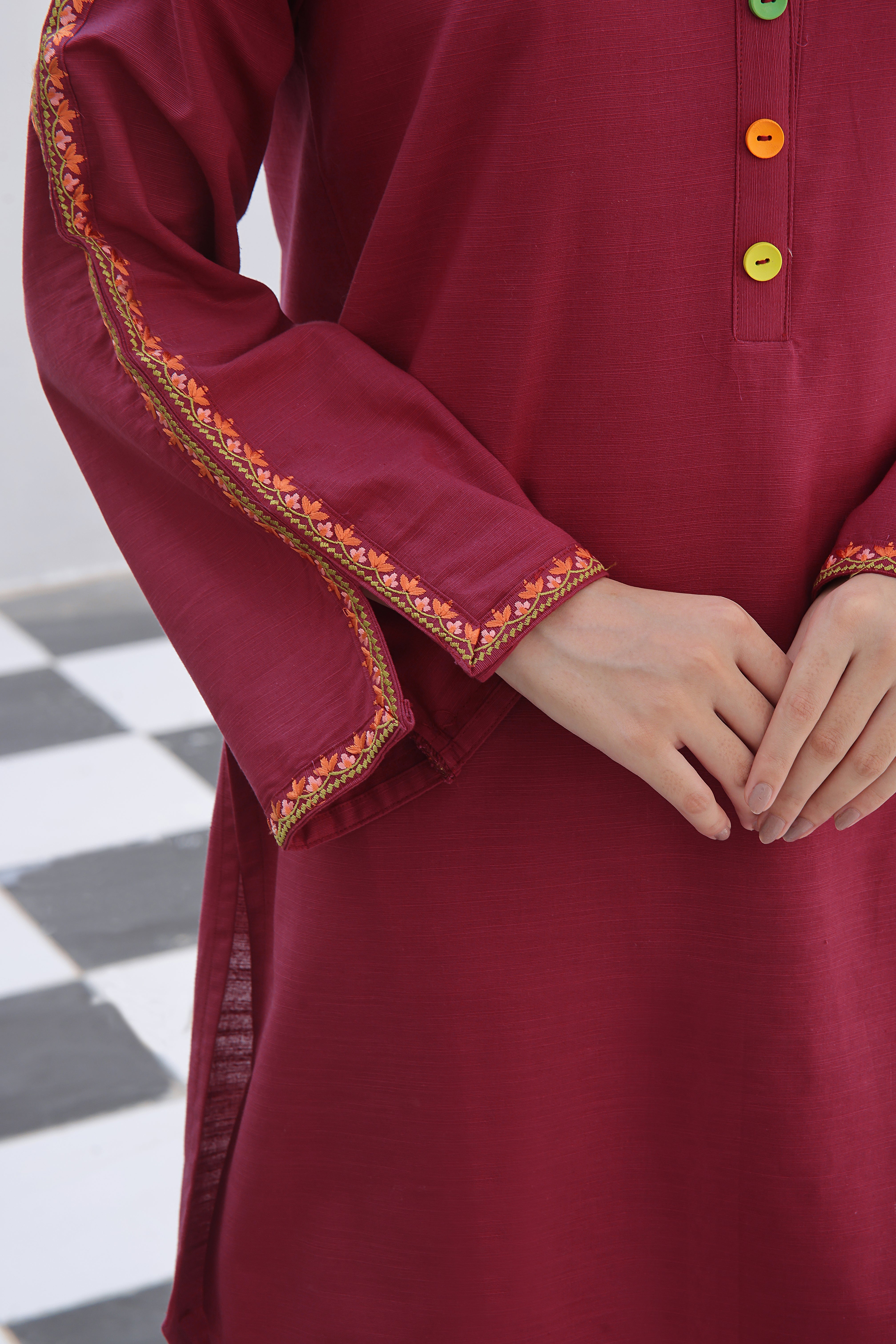 Luxeurs Khaddar Stitched Embroidered Dress