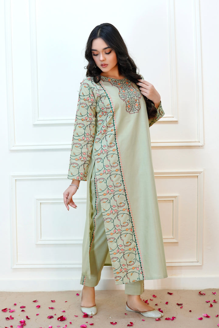 Sage Green 2PC Embroidered Lawn Dress