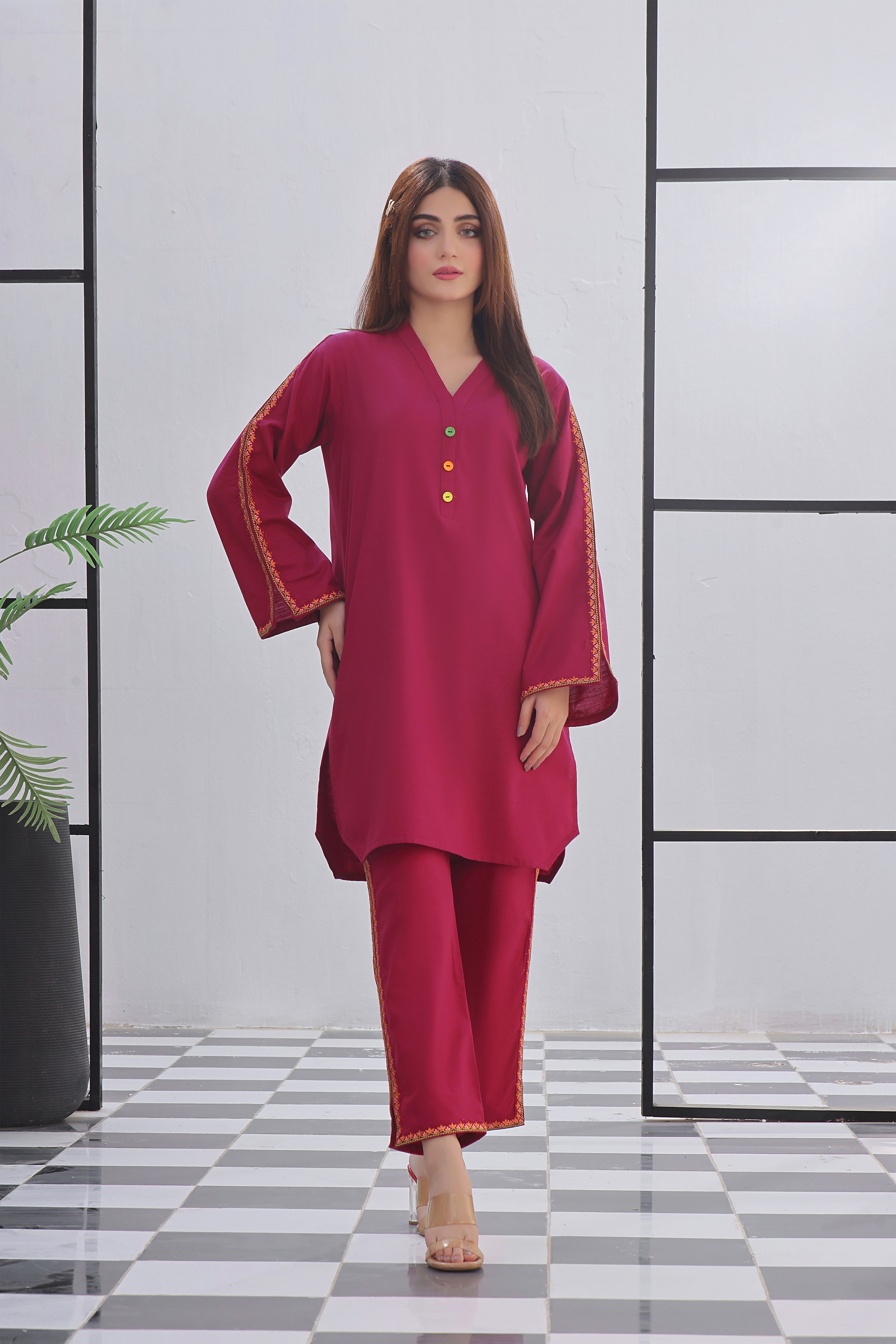 Luxeurs Khaddar Stitched Embroidered Dress