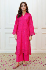 Load image into Gallery viewer, Shocking Pink Schiffli Lawn 2PC Dress
