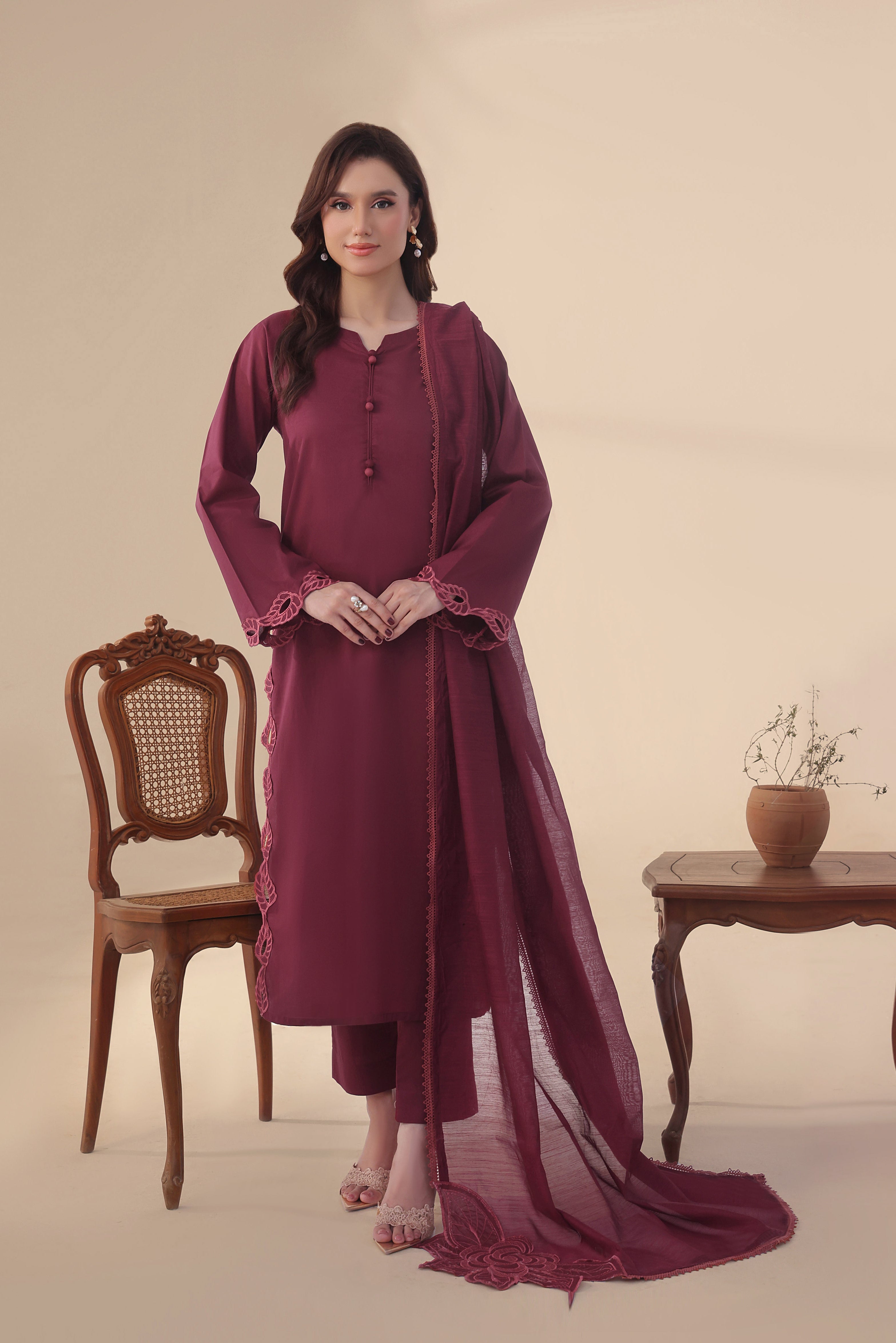 Camillia Embroidered 3PC Lawn Dress