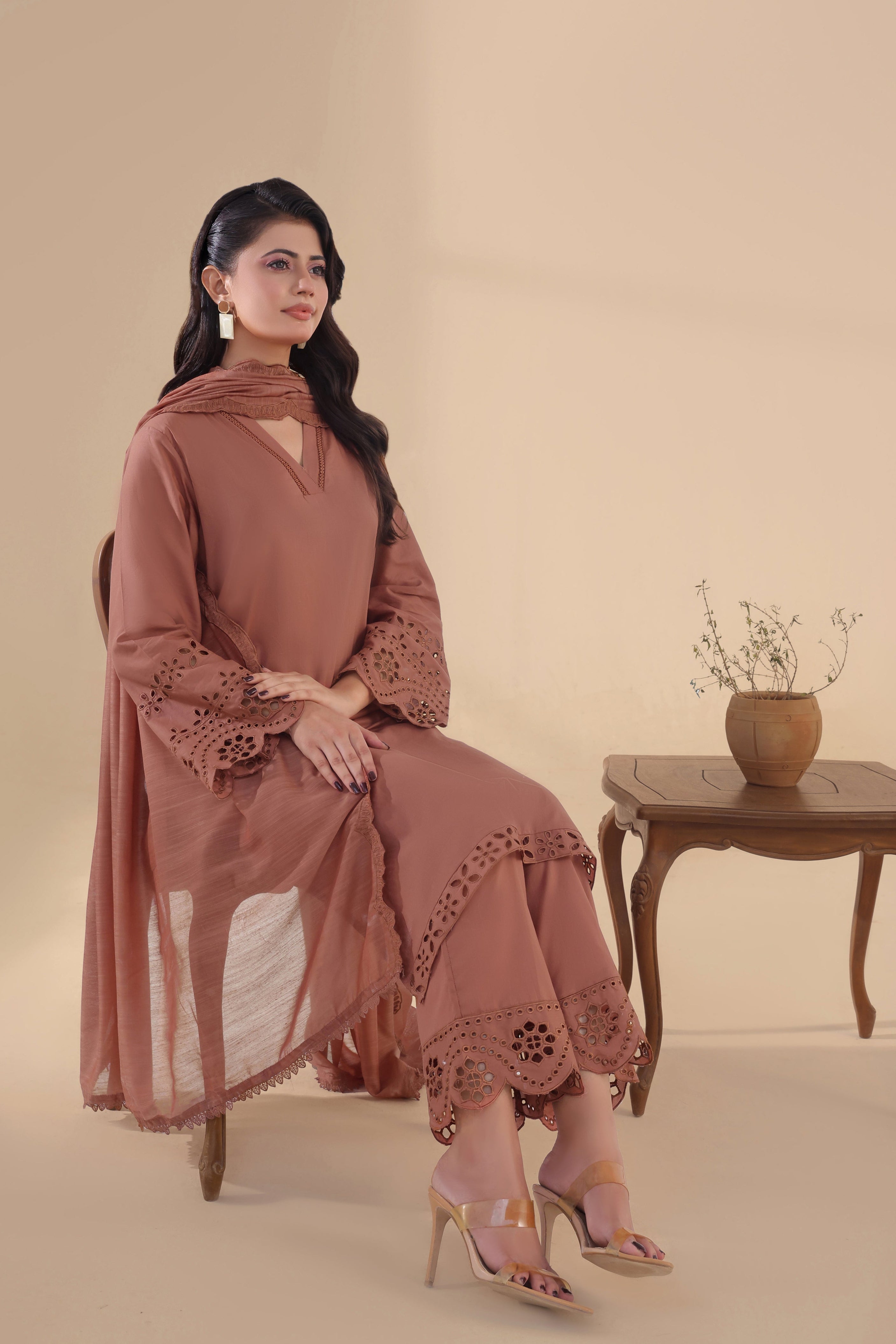 Cinnamon Embroidered 3PC Lawn Dress