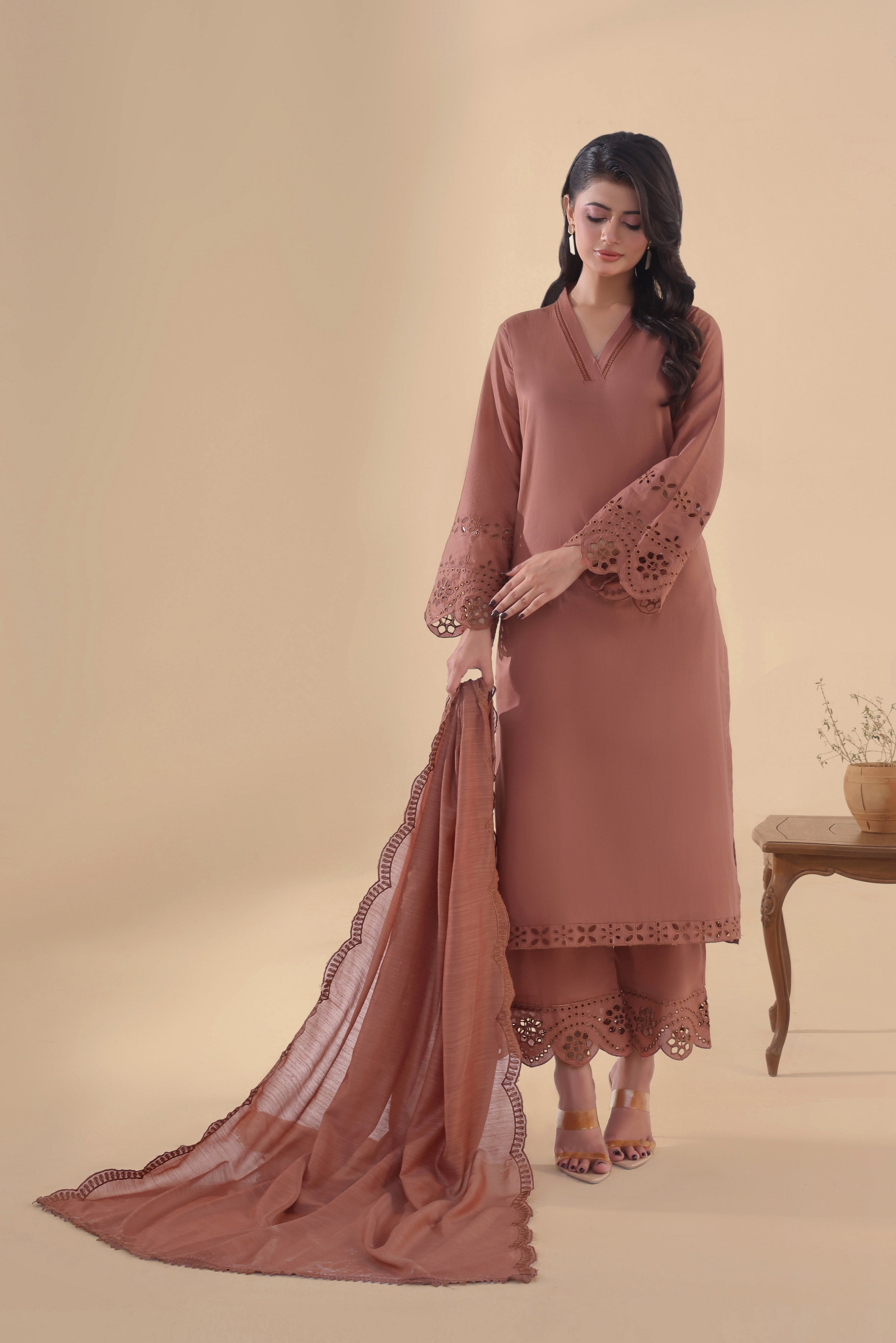 Cinnamon Embroidered 3PC Lawn Dress