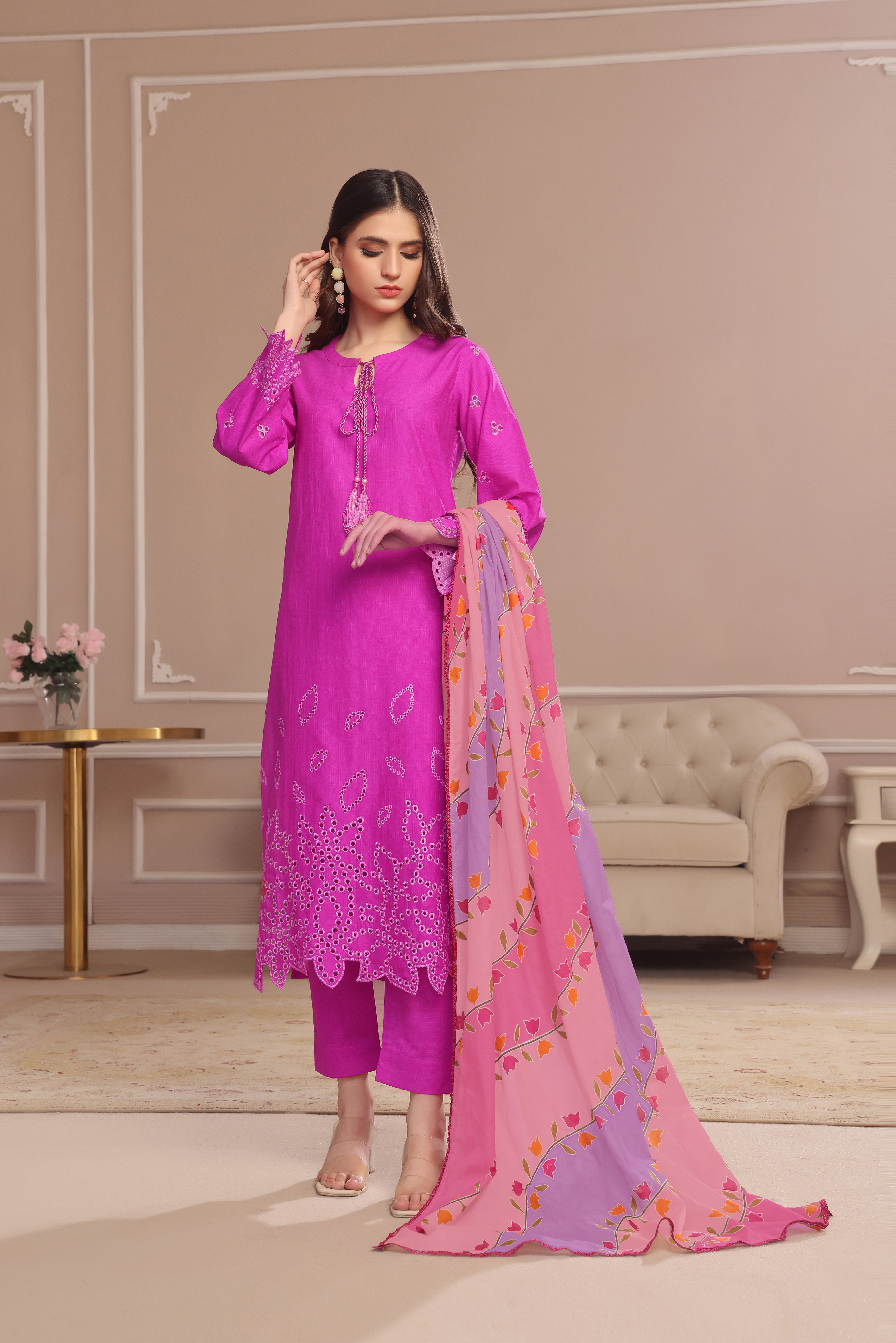 Dahlia Embroidered 3PC Lawn Dress