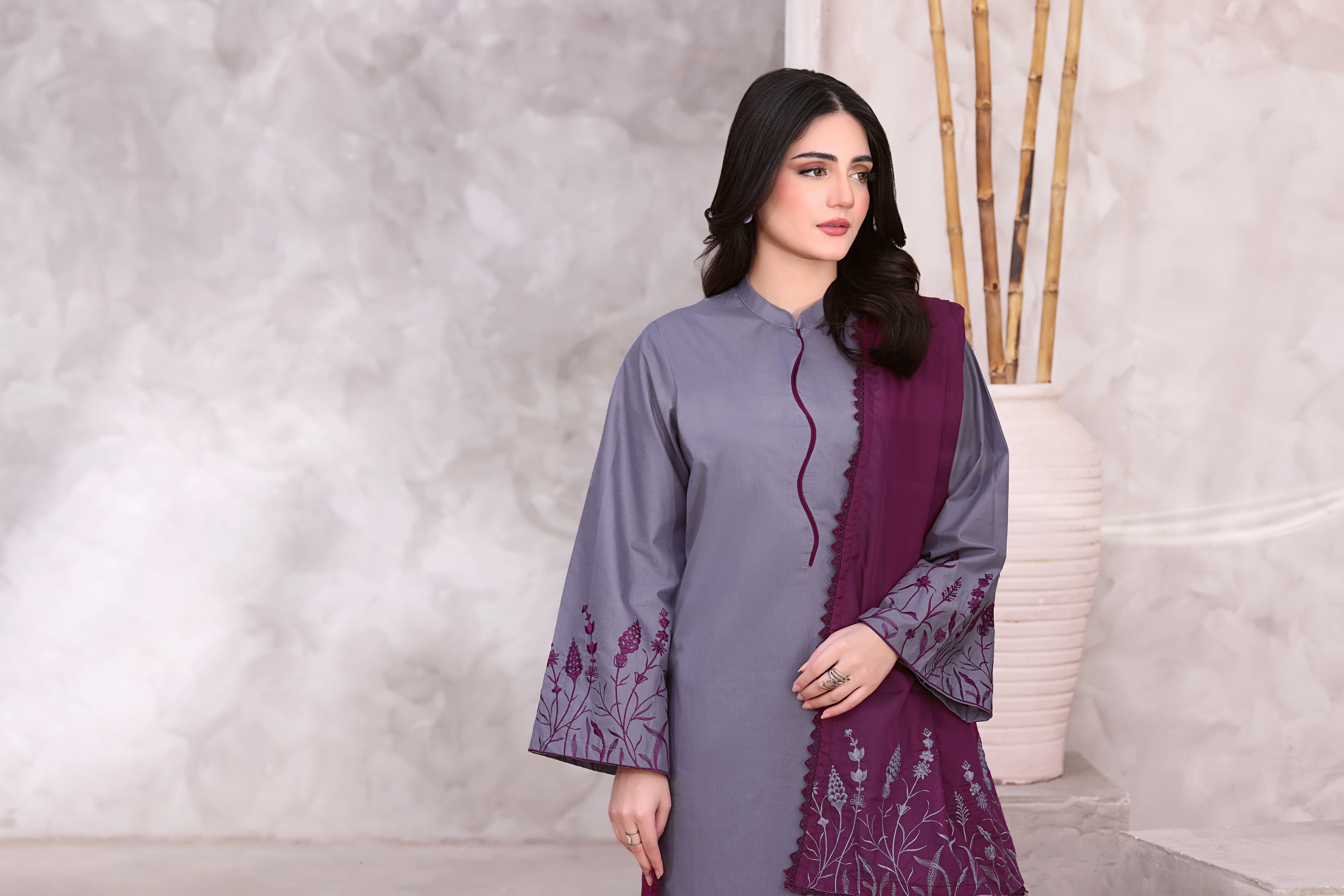 Ella Embroidered 3PC Lawn Dress