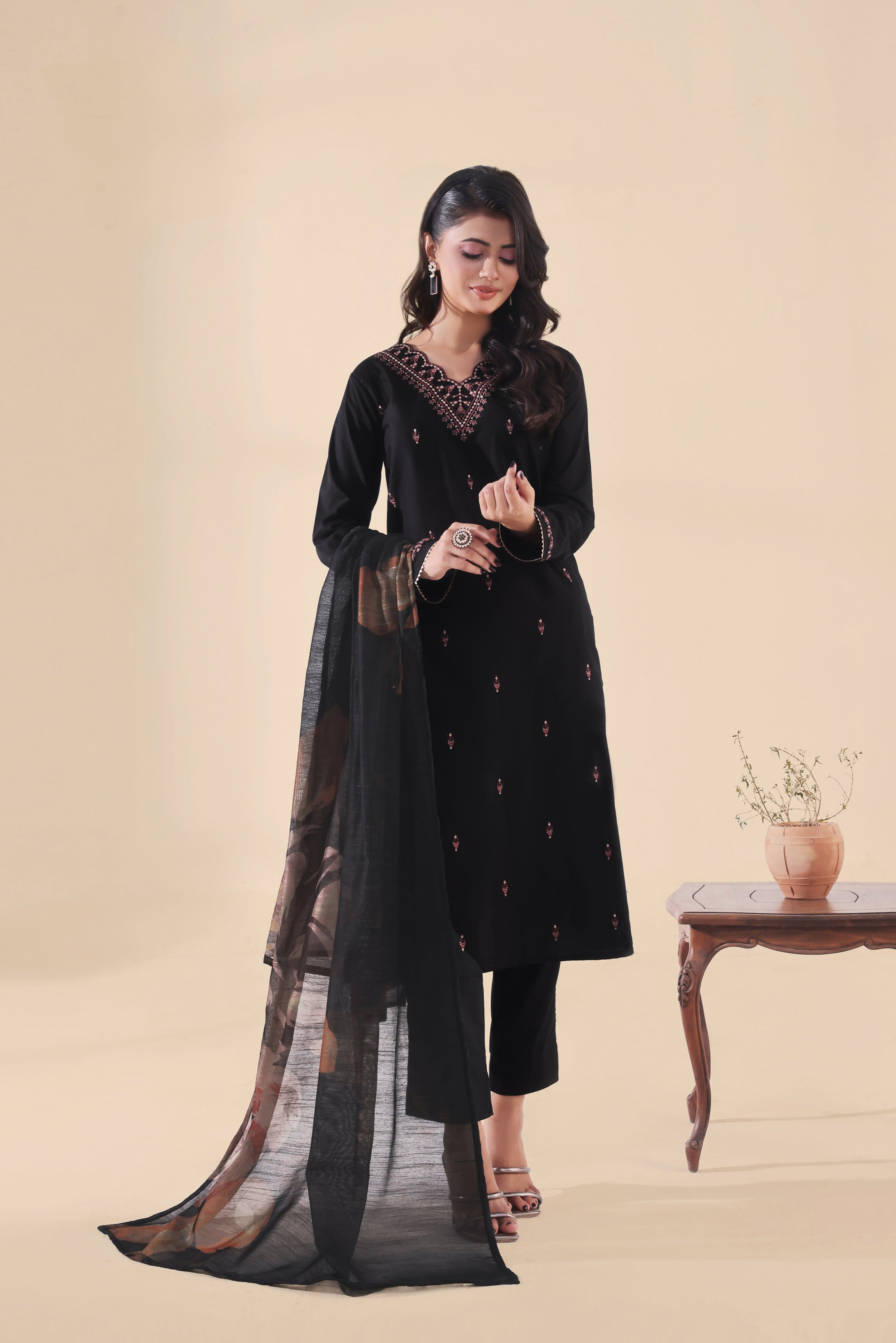 Eva Embroidered 3PC Lawn Dress