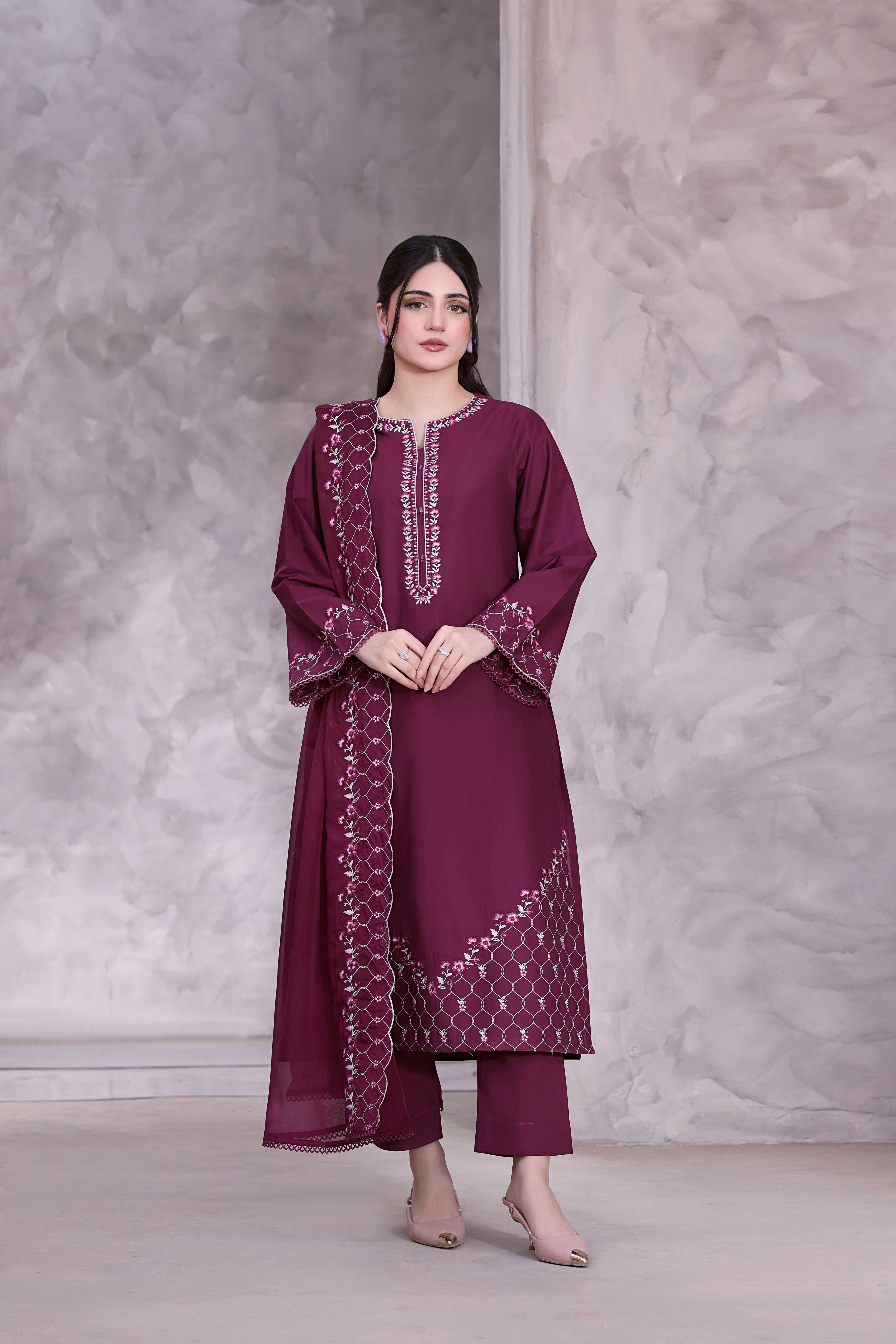 Fiona Embroidered 3PC Lawn Dress