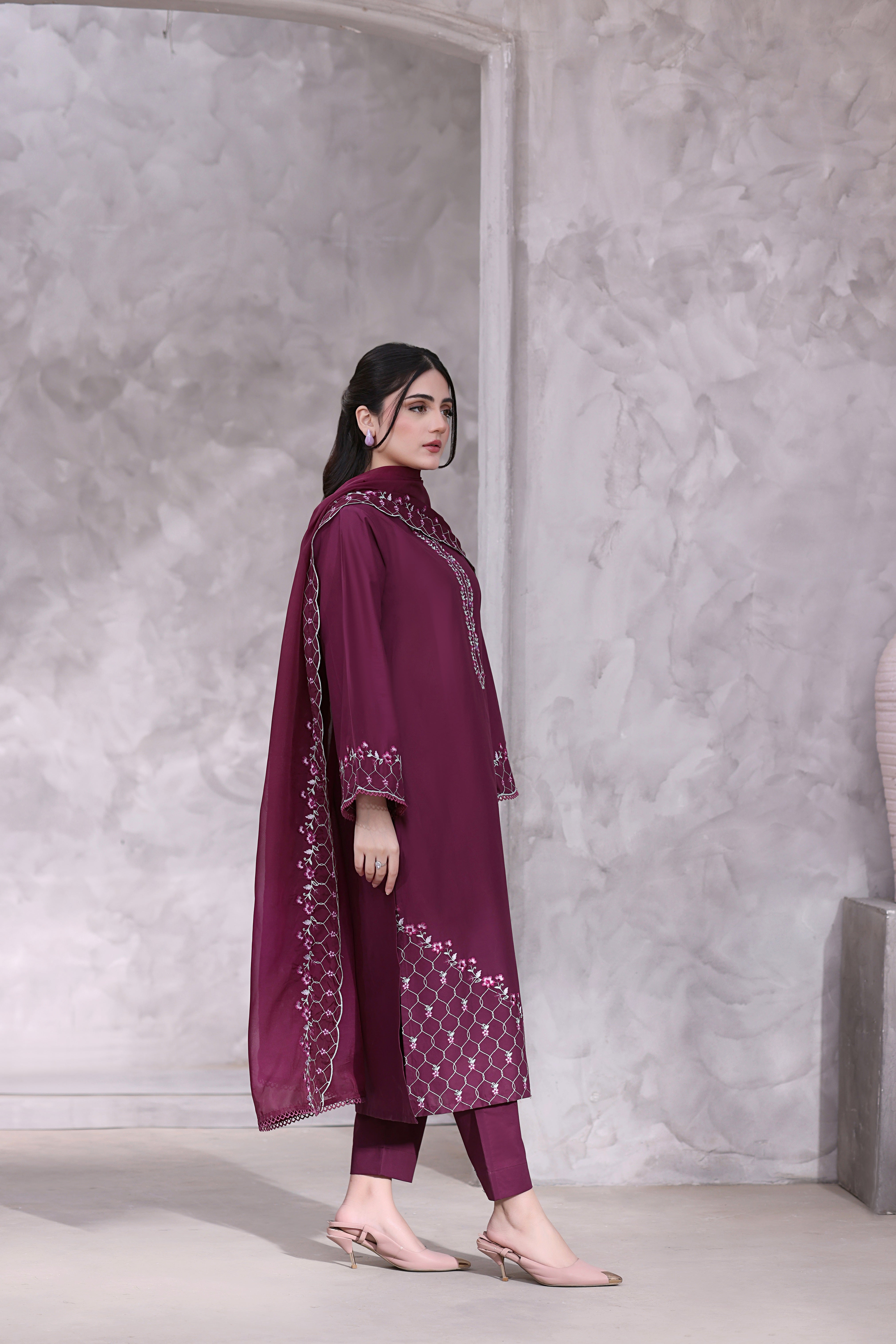 Fiona Embroidered 3PC Lawn Dress