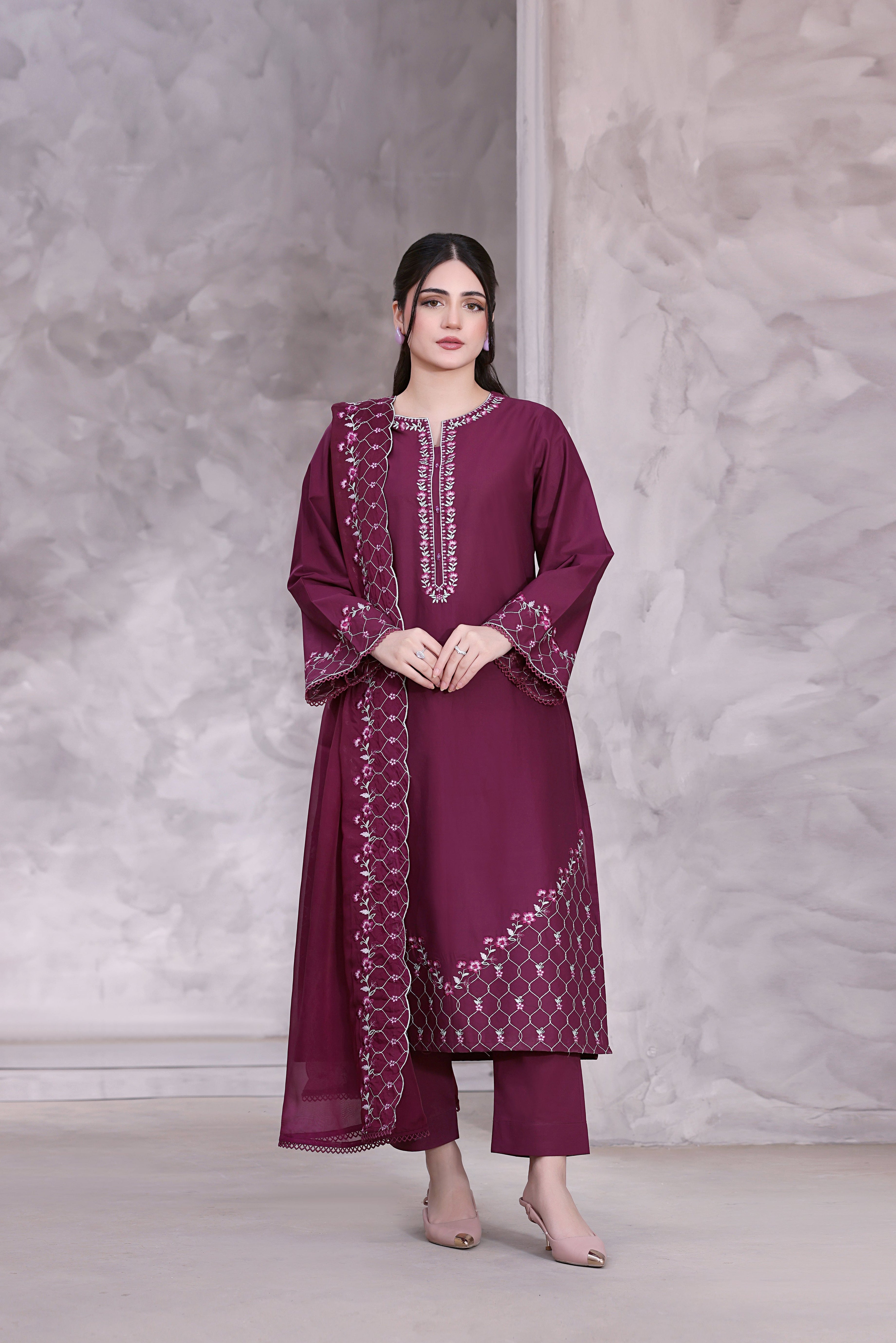 Fiona Embroidered 3PC Lawn Dress