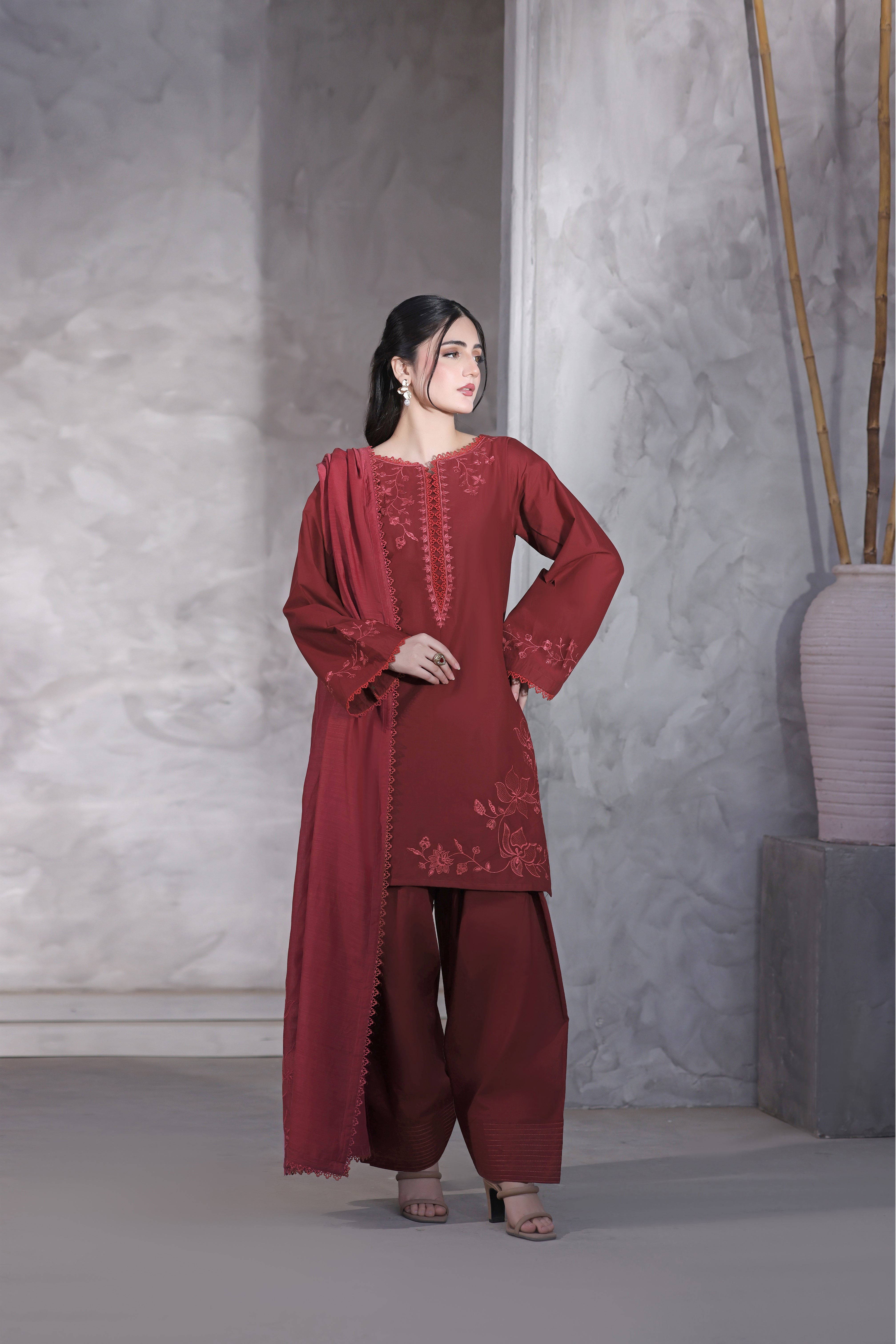 Freya Embroidered 3PC Lawn Dress