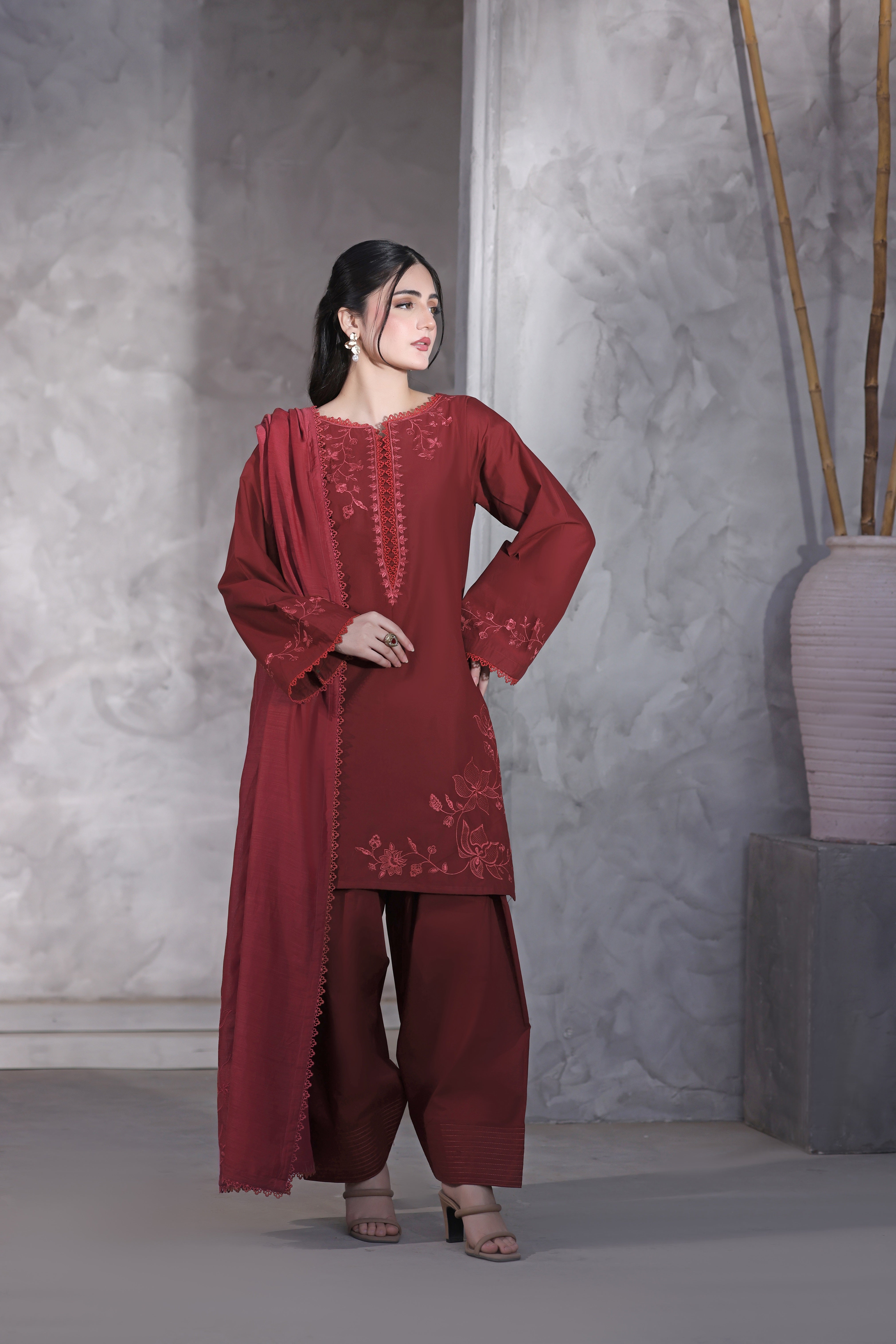 Freya Embroidered 3PC Lawn Dress