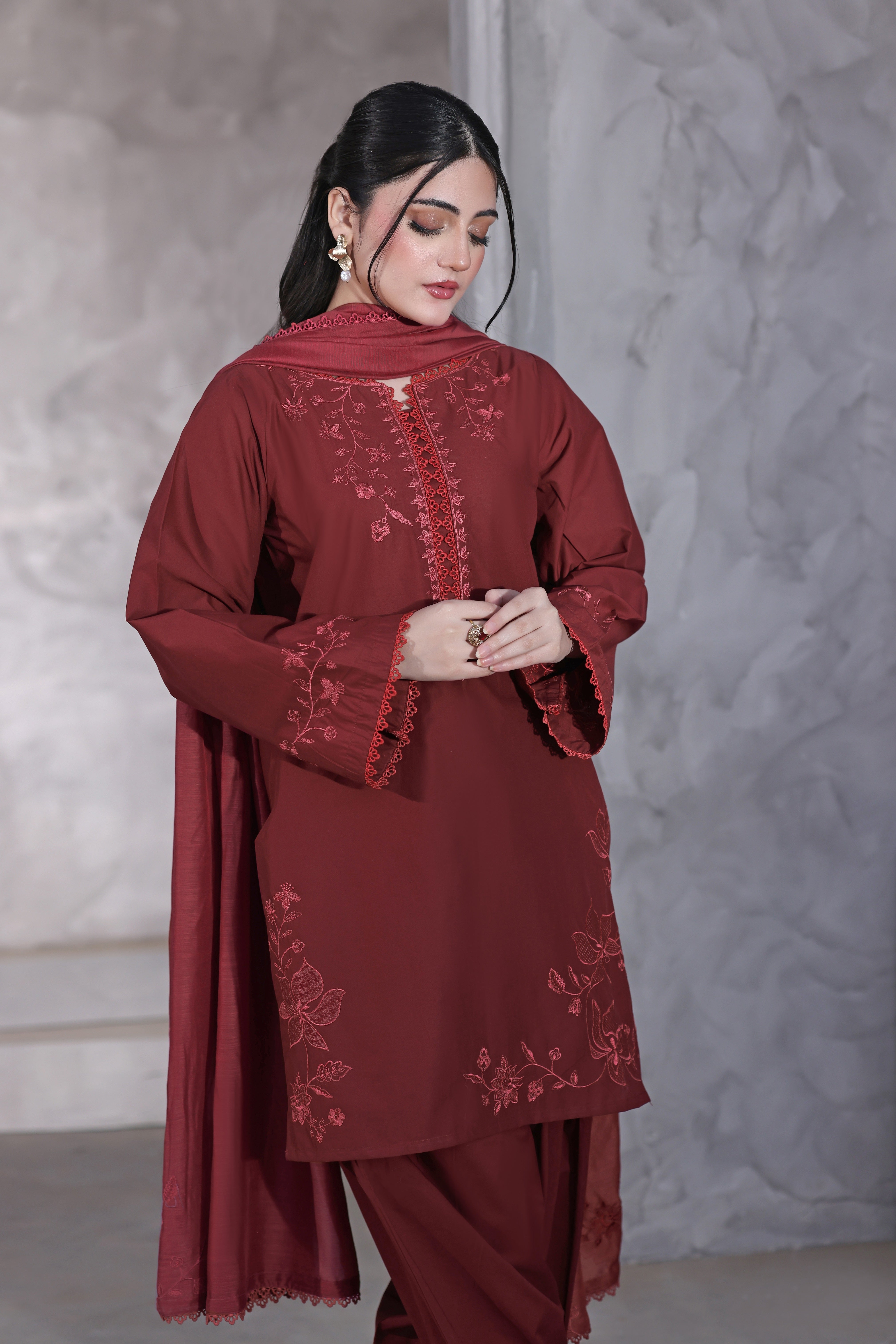 Freya Embroidered 3PC Lawn Dress