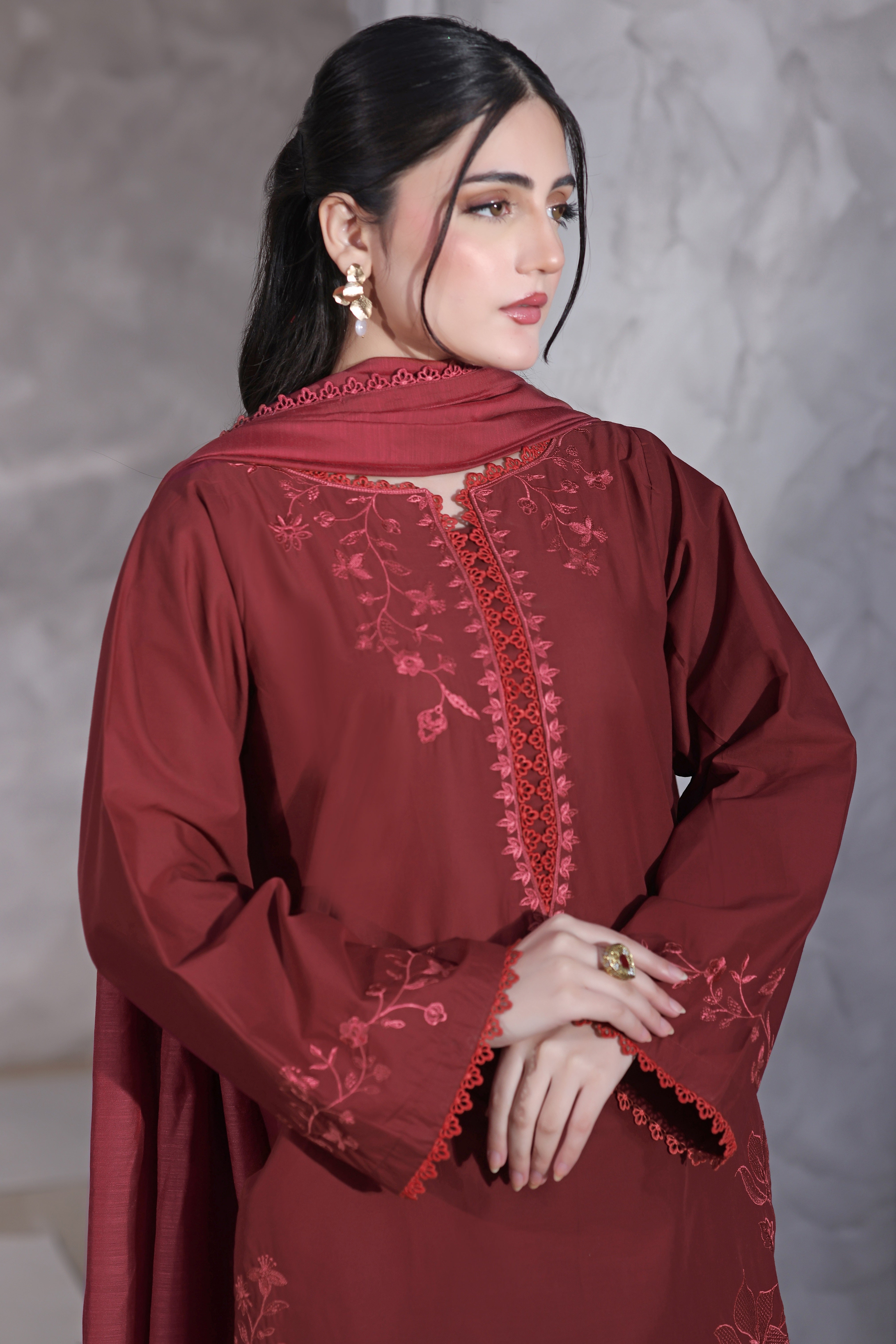 Freya Embroidered 3PC Lawn Dress