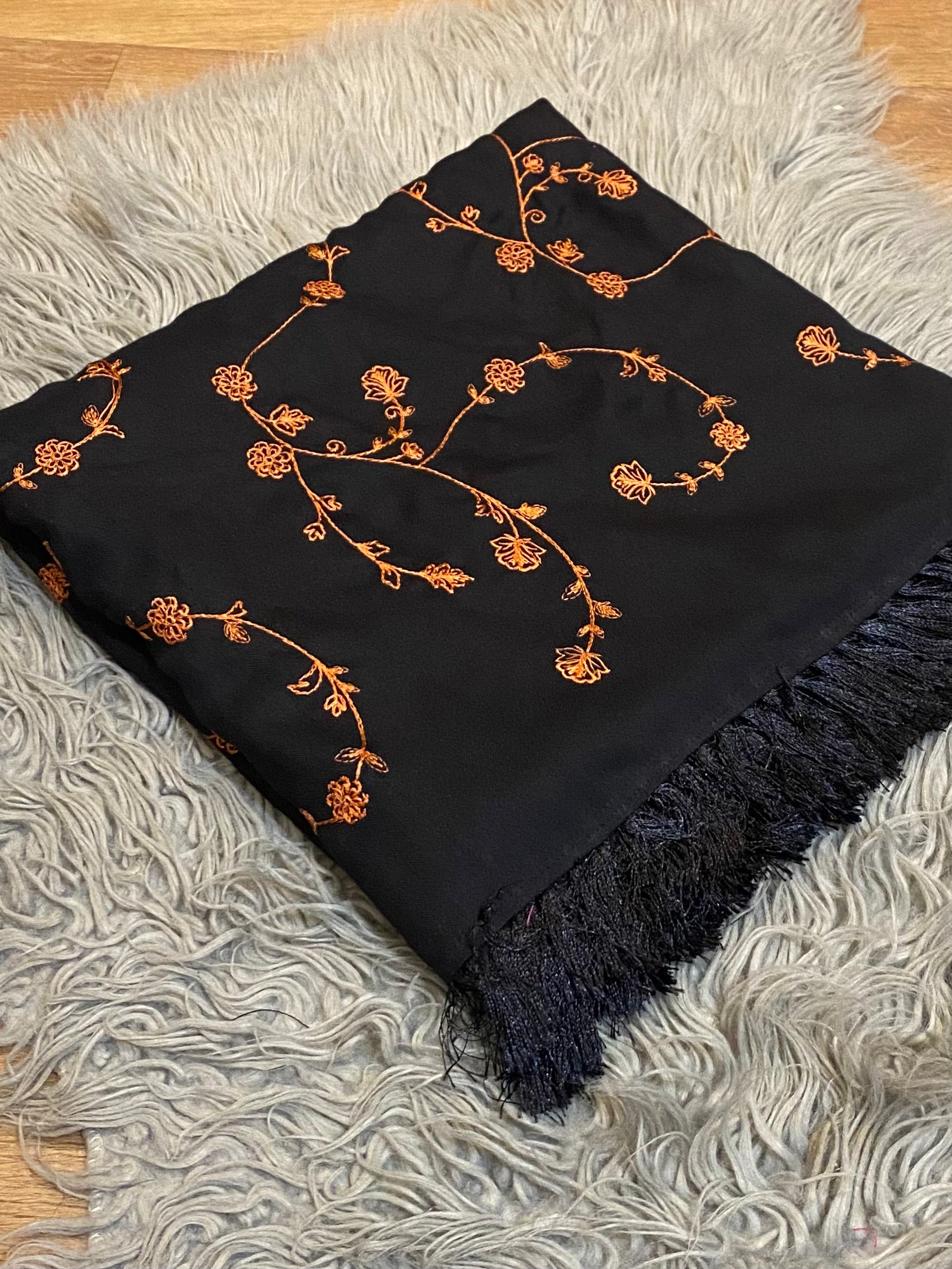 Black Embroidered Shawl