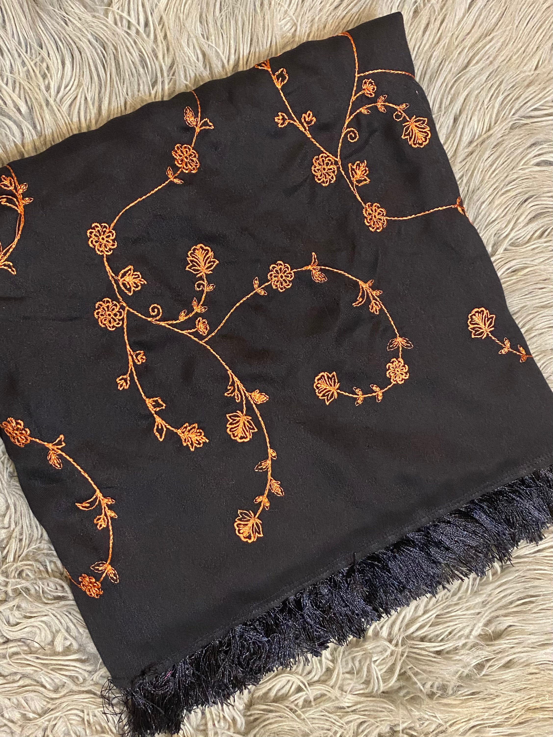 Black Embroidered Shawl