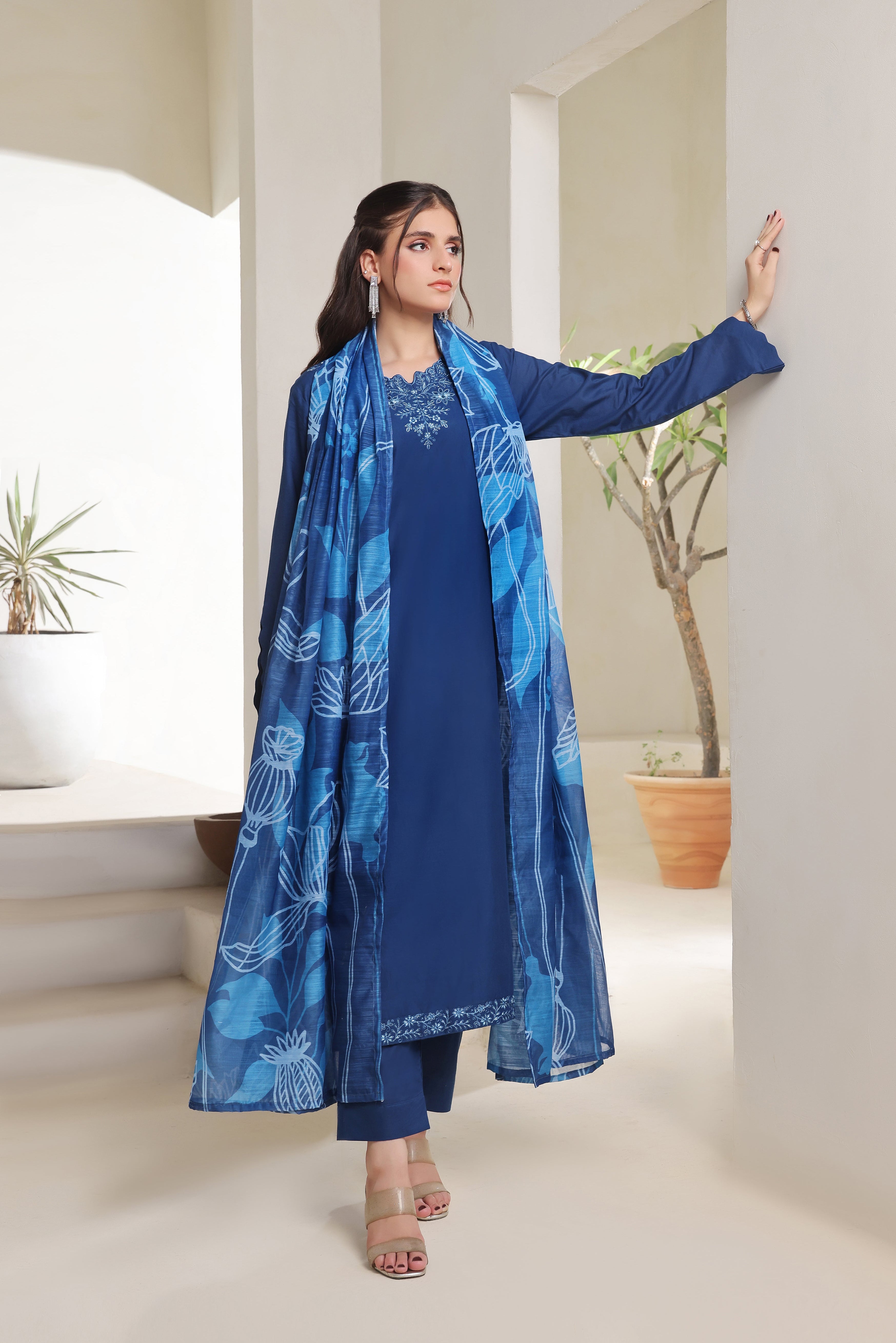 Clouds Embroidered 3PC Lawn Dress