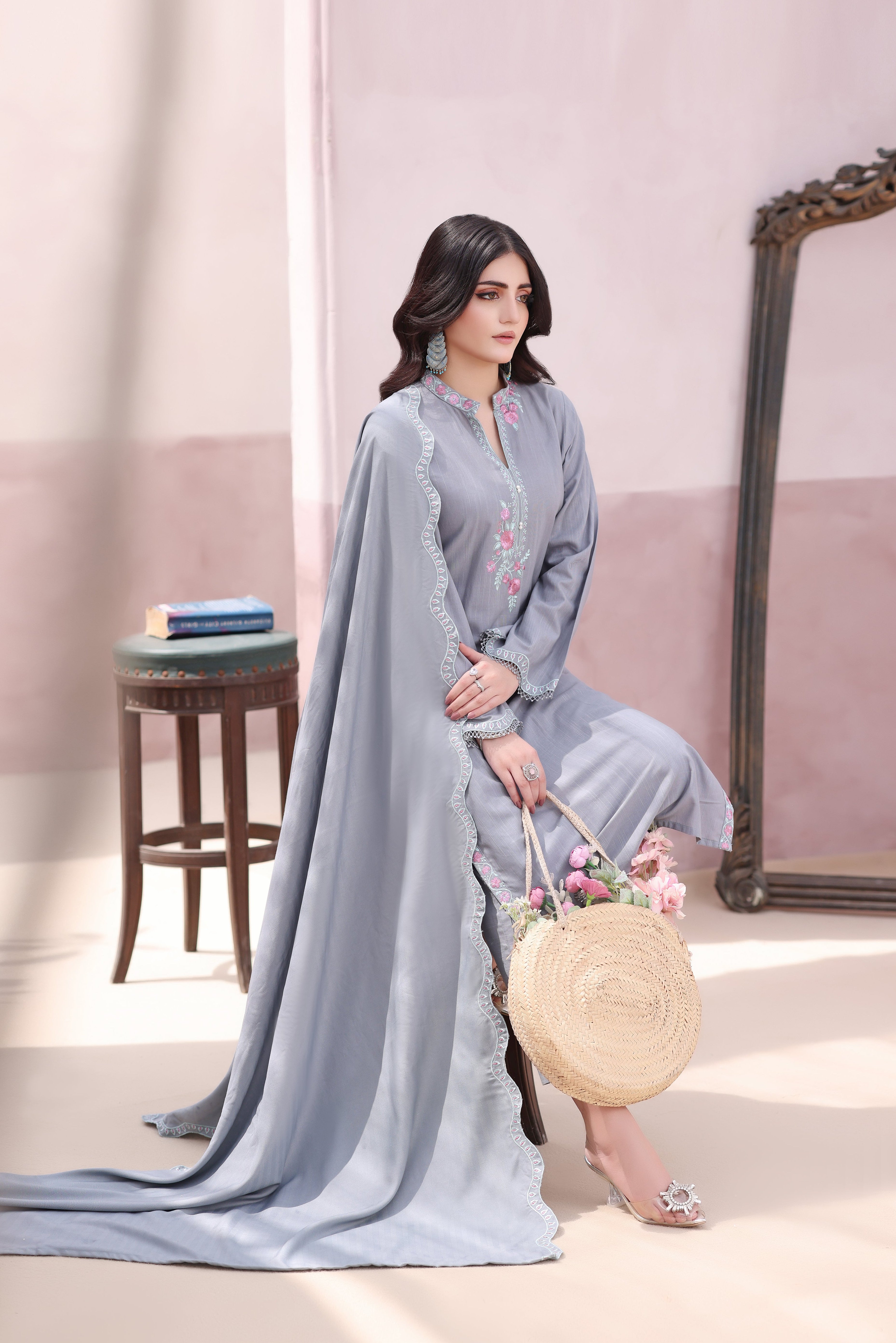 Crystal Khaddar Stitched 3PC Dress