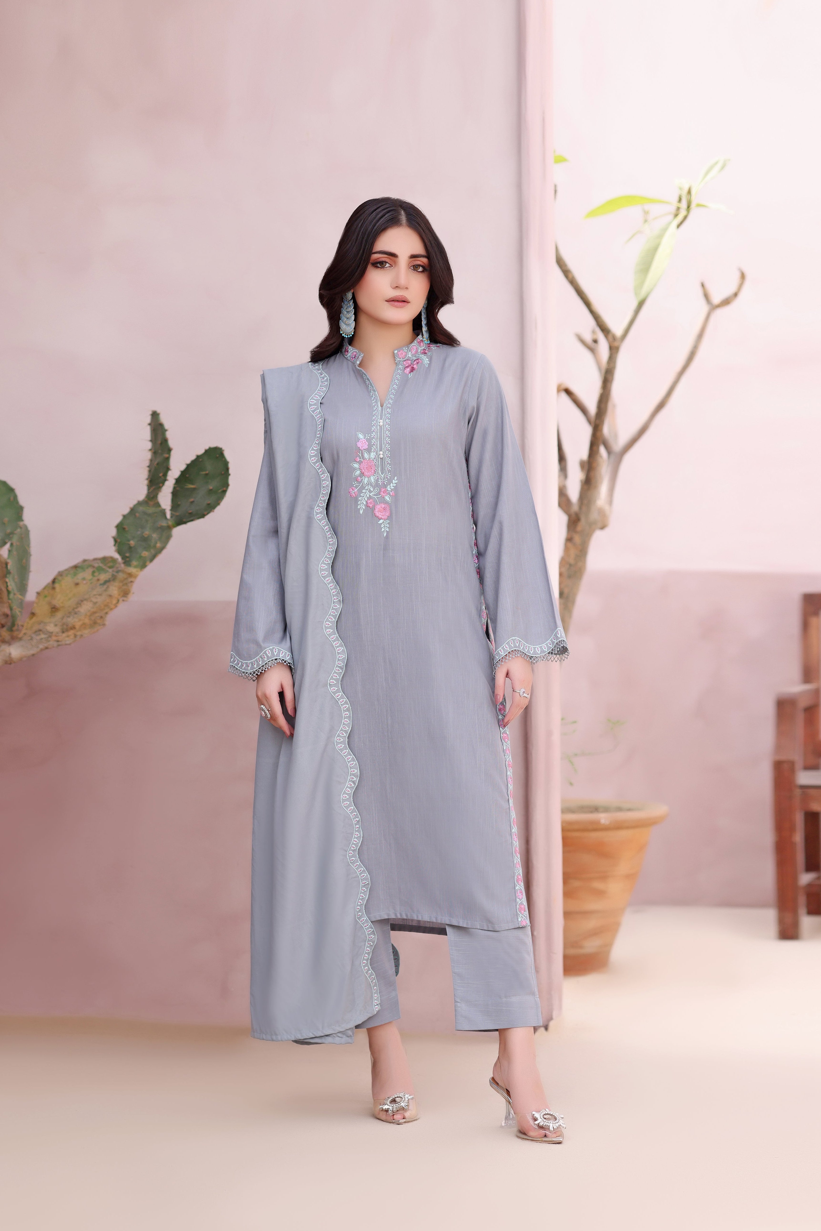 Crystal Khaddar Stitched 3PC Dress