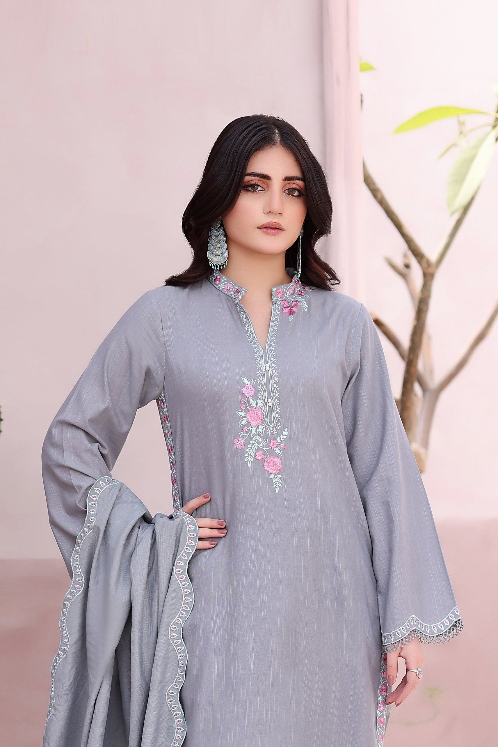 Crystal Khaddar Stitched 3PC Dress