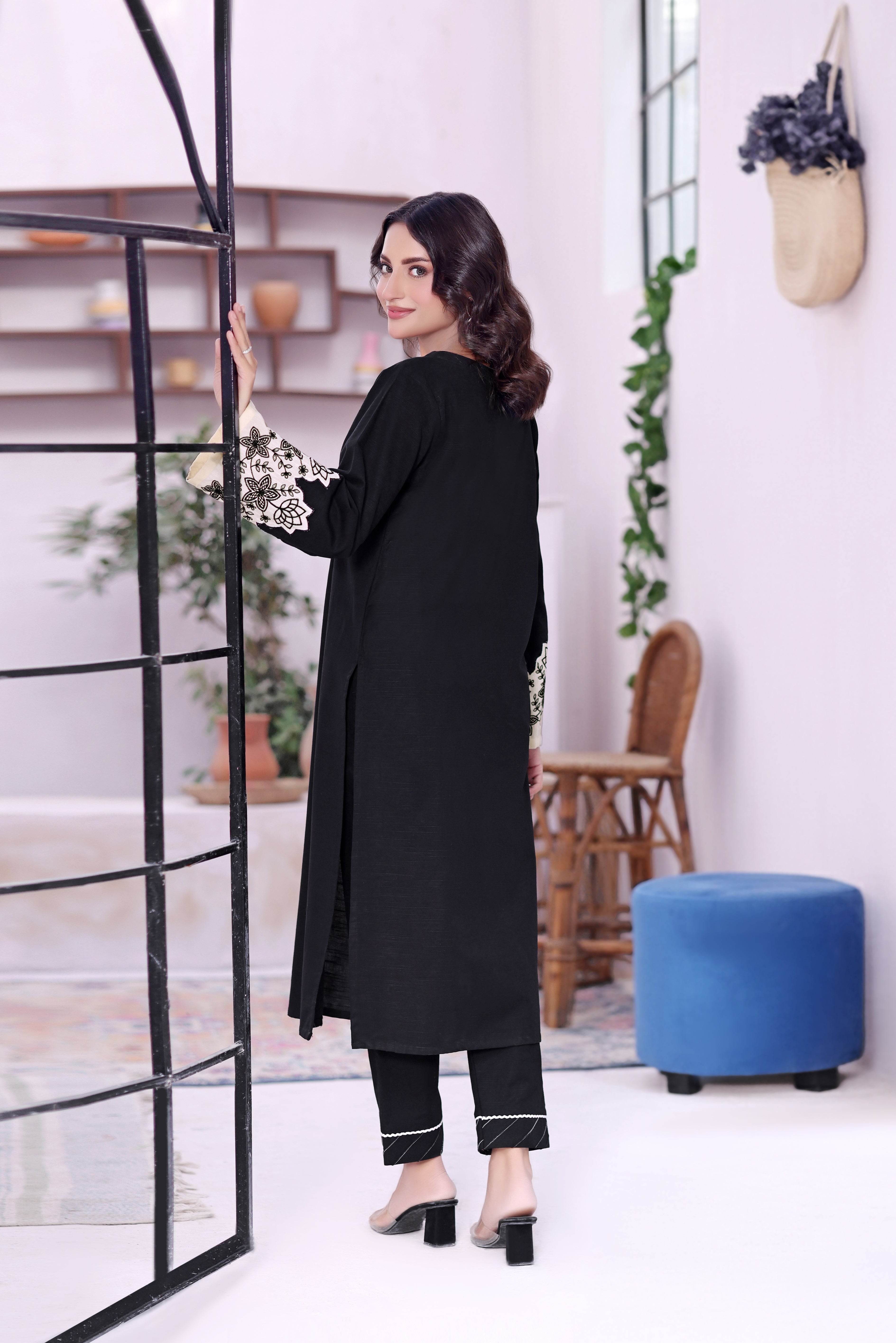 Ebony khaddar Embroidered 2PC Dress