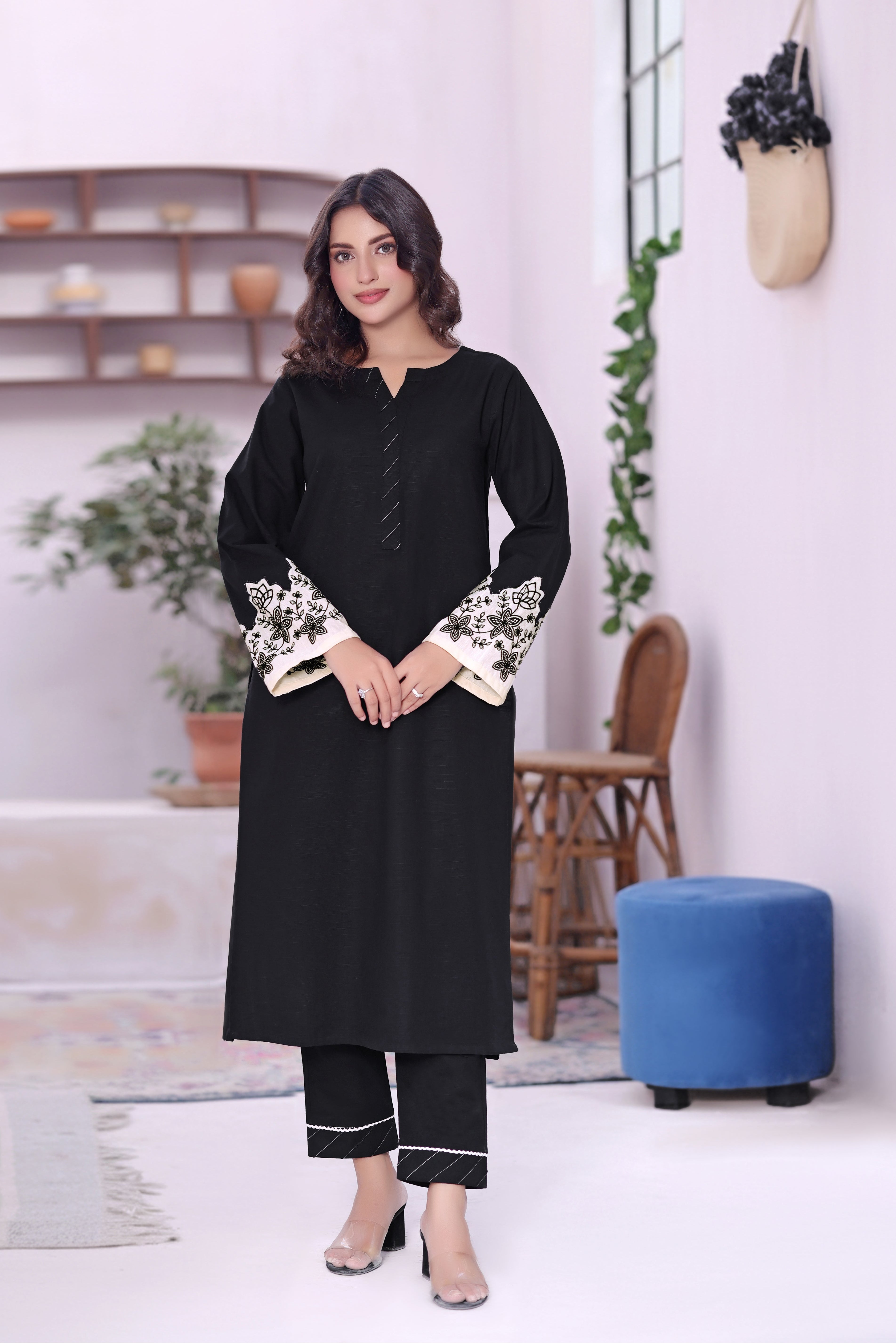 Ebony khaddar Embroidered 2PC Dress