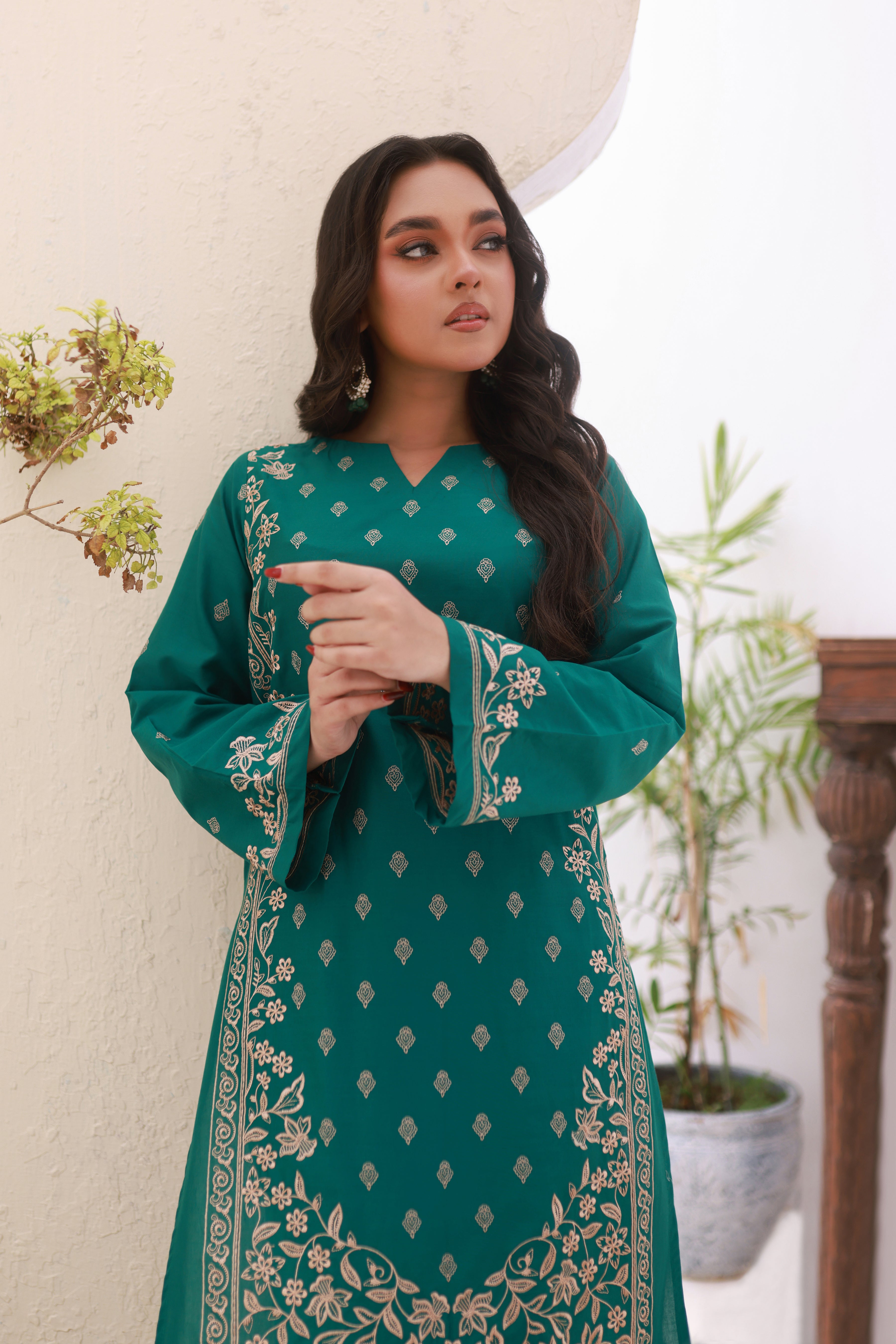 Emerald Embroidered Lawn 2PC Dress