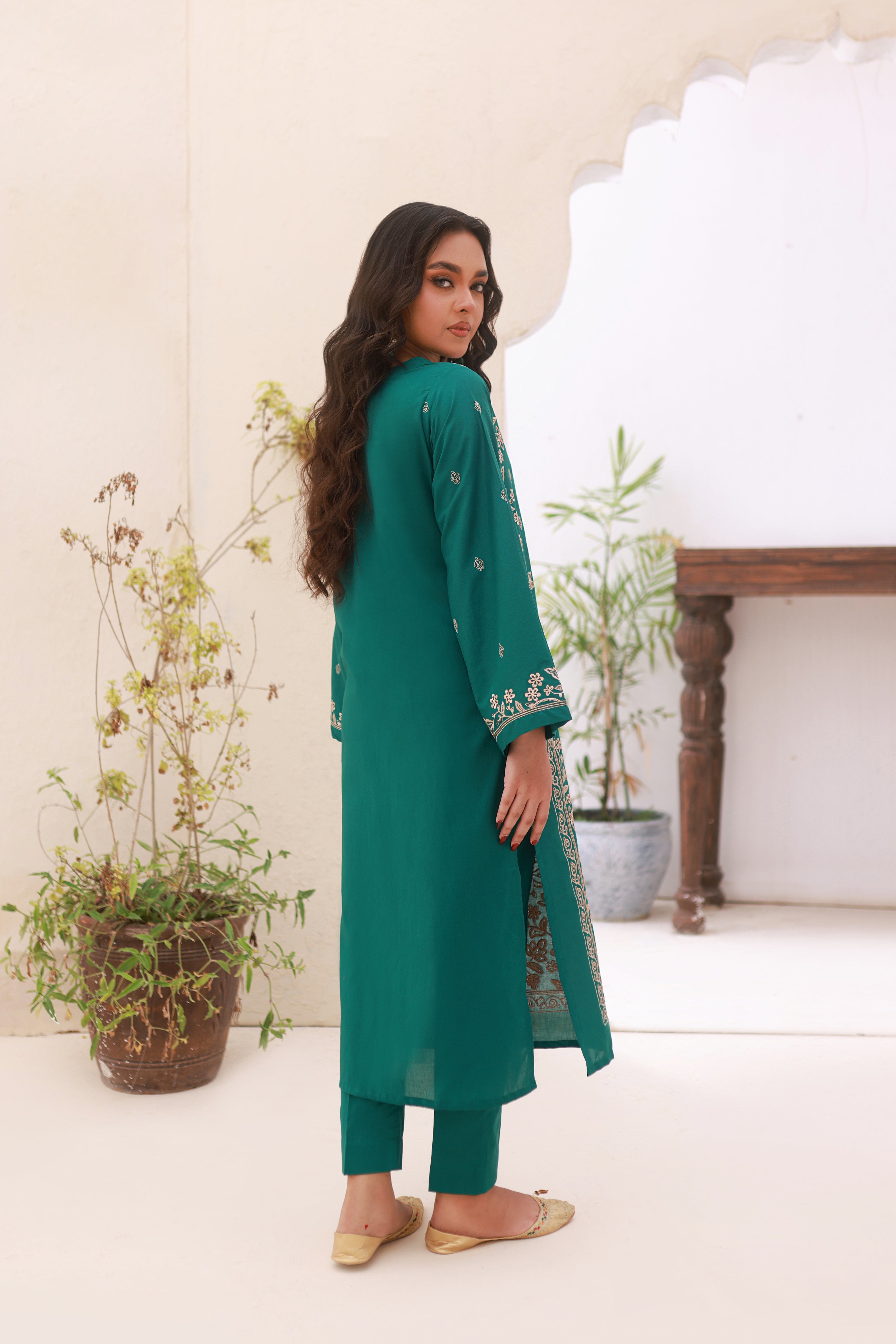 Emerald Embroidered Lawn 2PC Dress