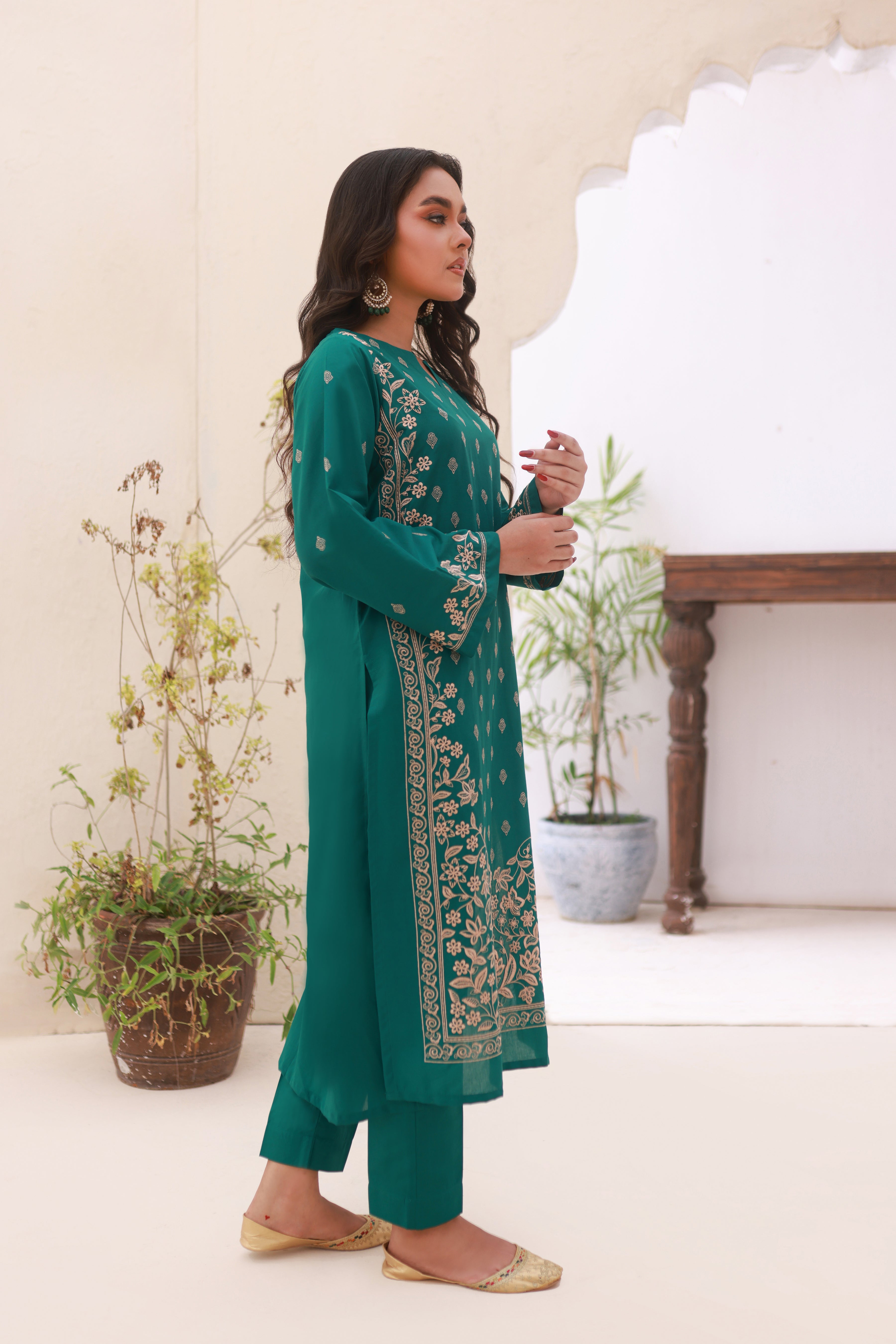 Emerald Embroidered Lawn 2PC Dress
