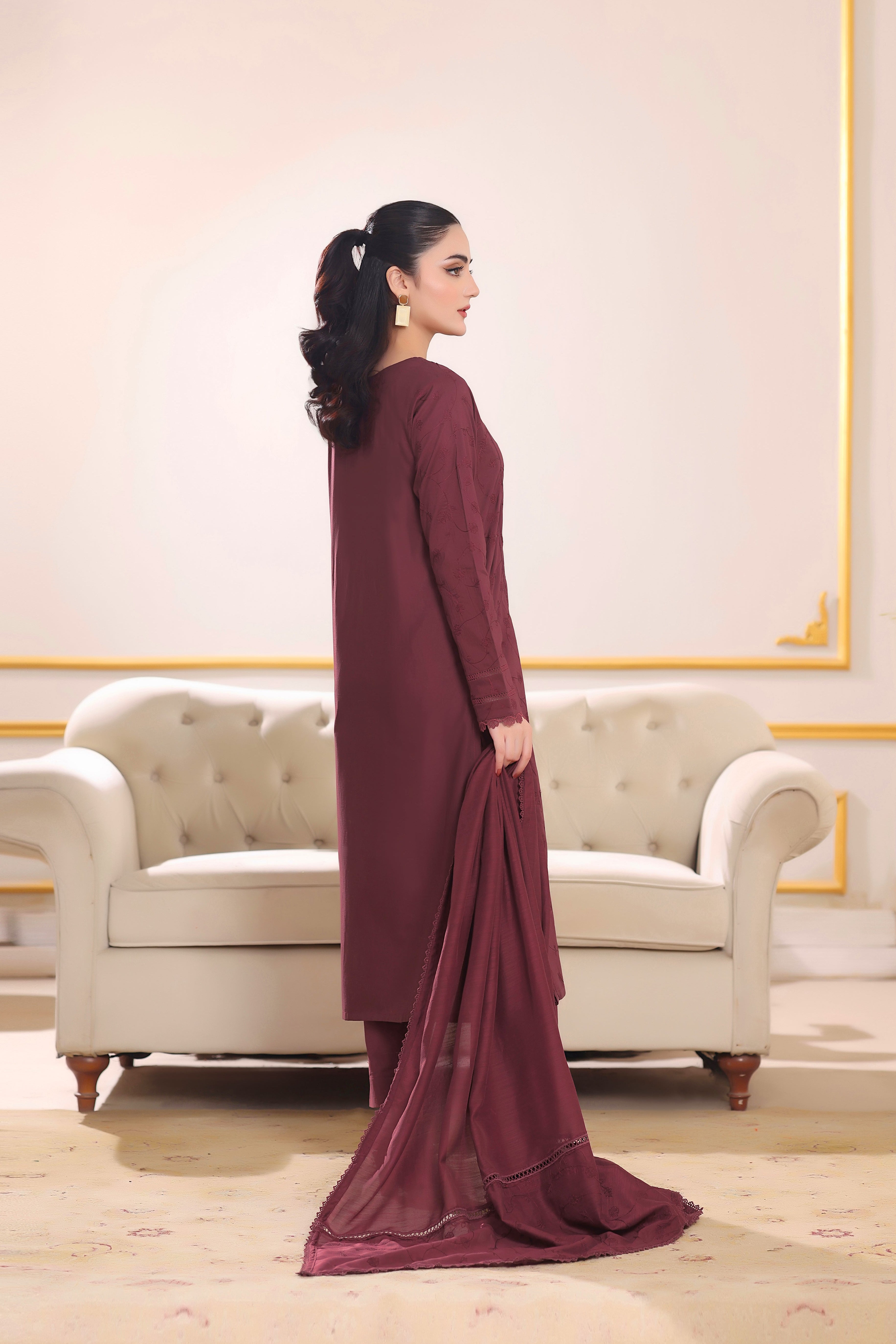 Ophelia Embroidered 3PC Lawn Dress