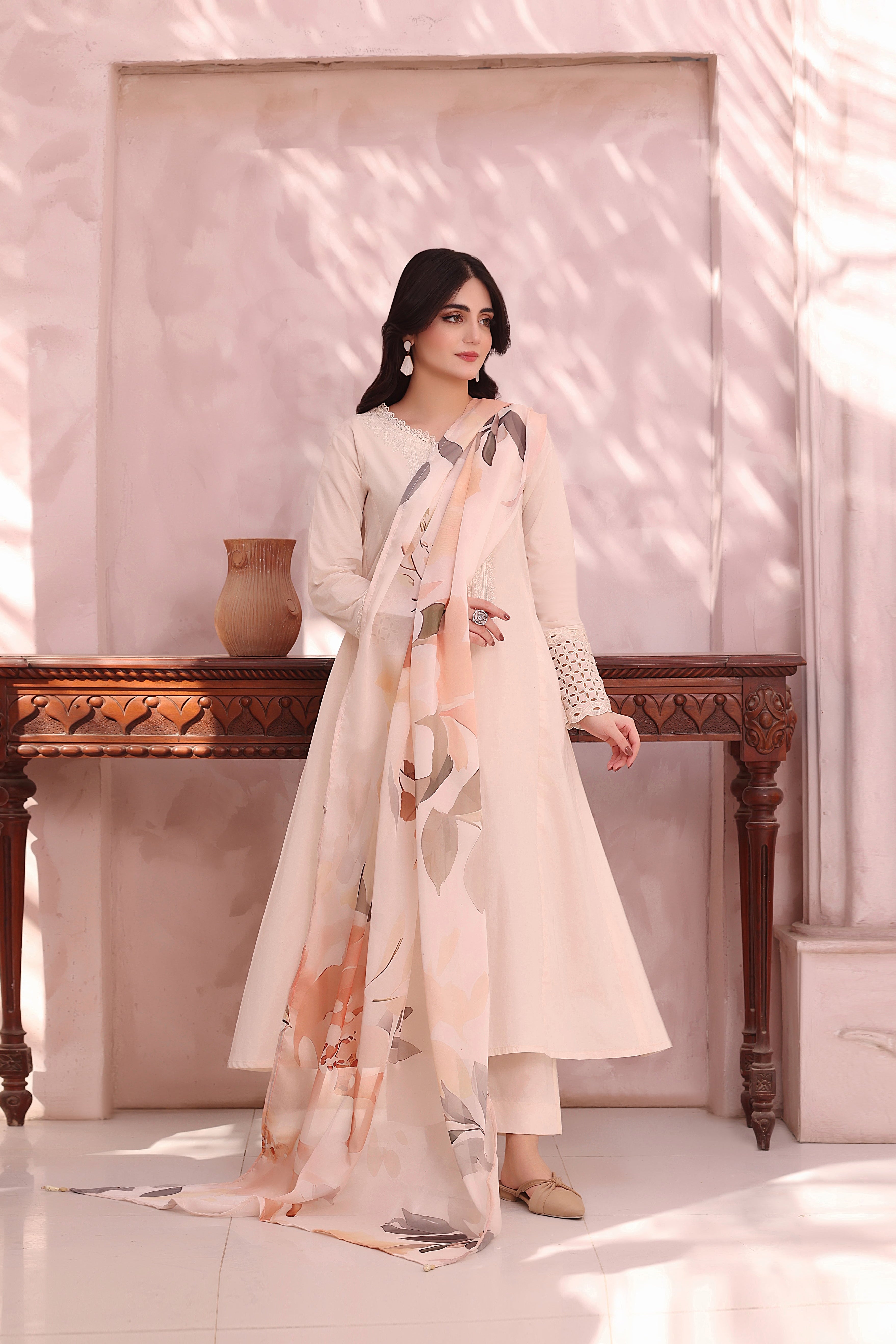 Lotus Embroidered 3PC Lawn Dress