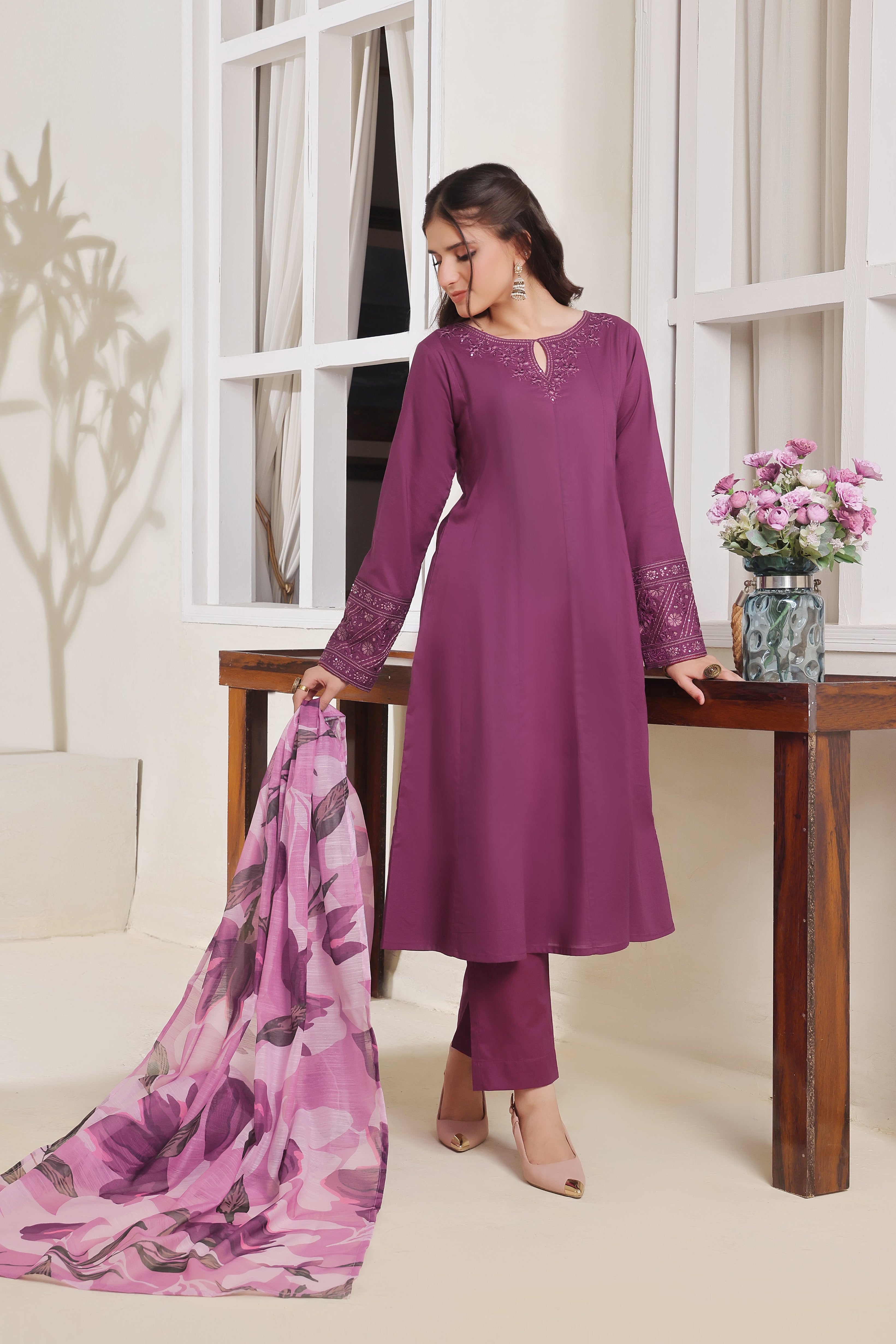 Pixie Embroidered 3PC Lawn Dress
