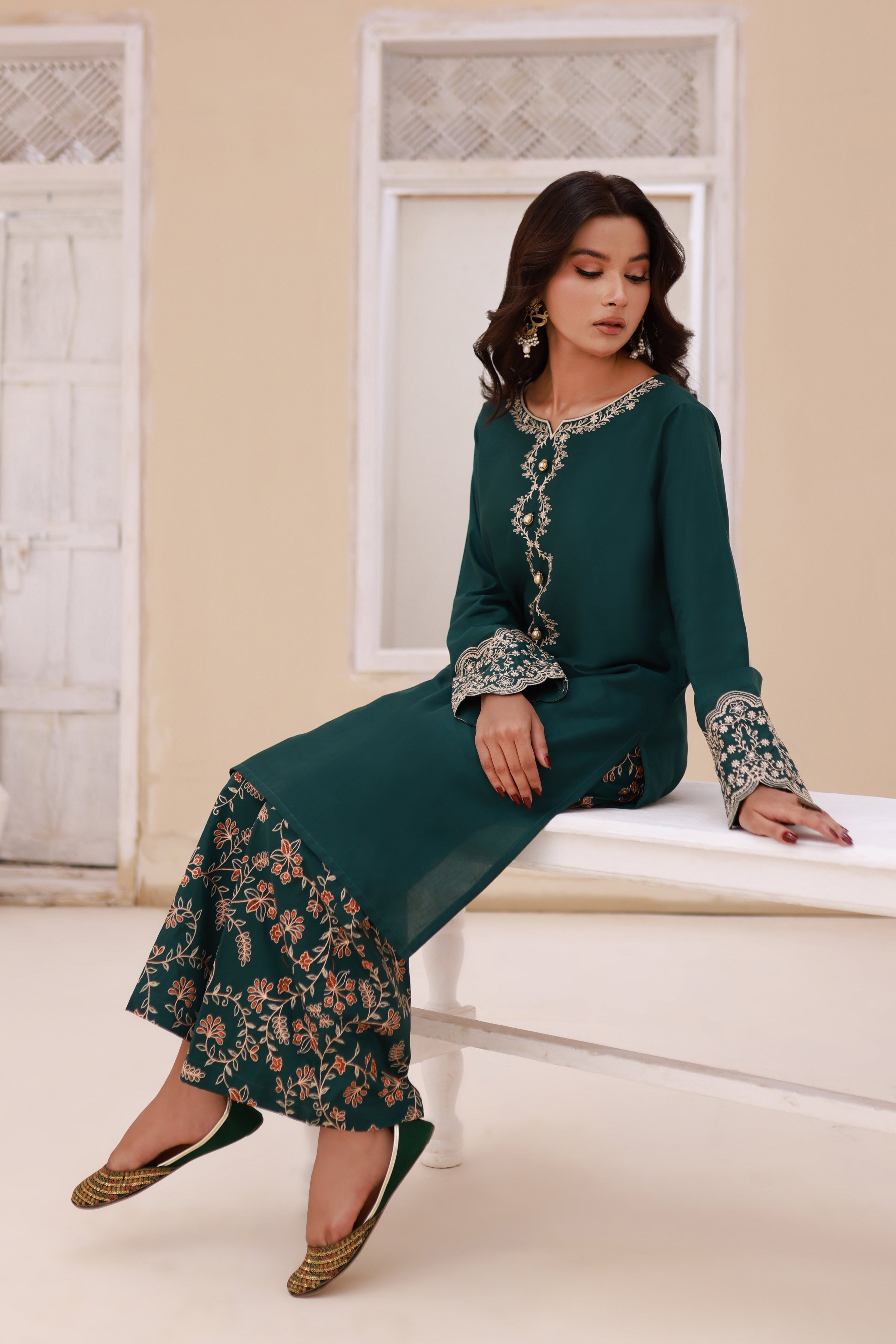 Rain Forest Embroidered Lawn Stitched Dress