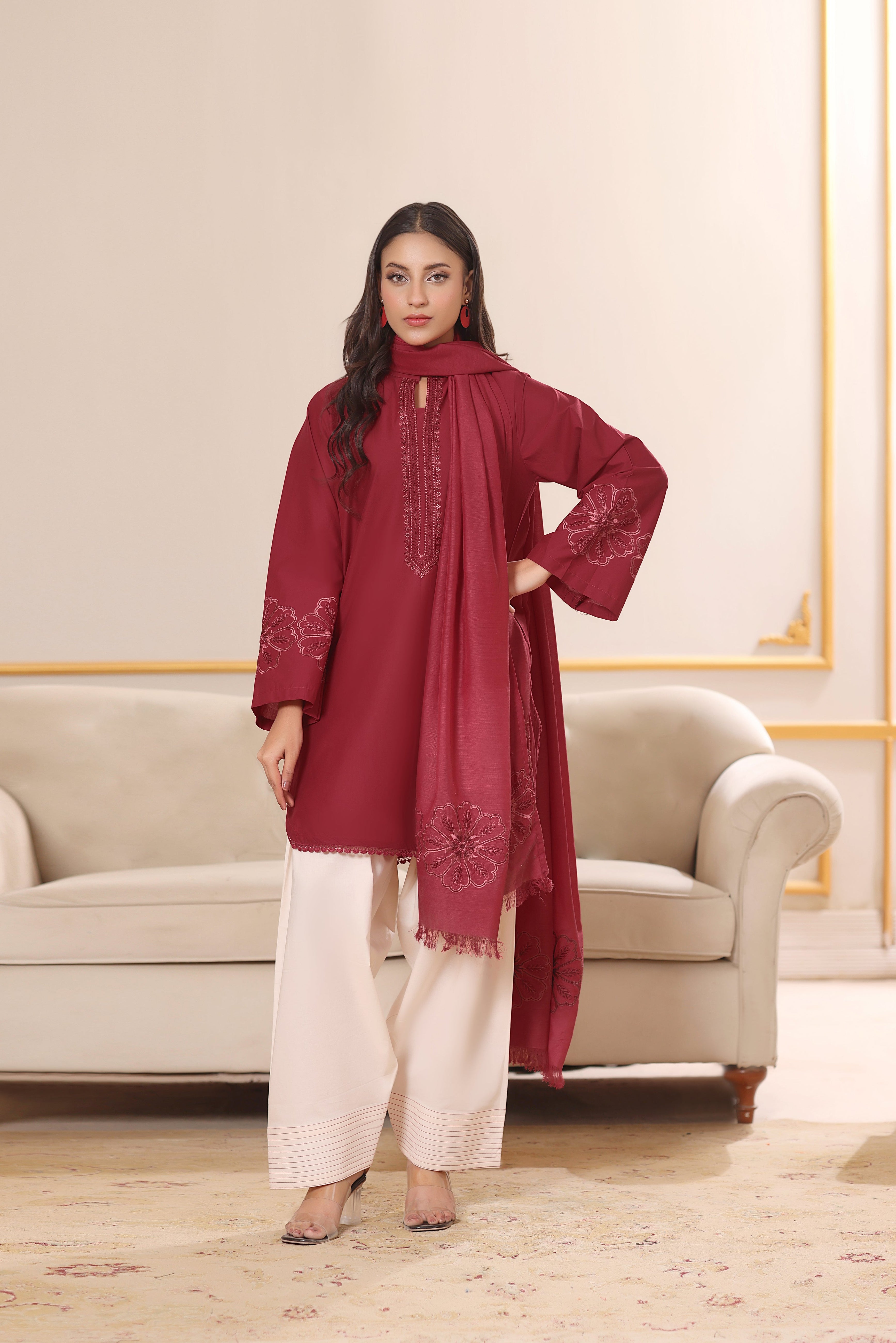 Rosebud Embroidered 3PC Lawn Dress