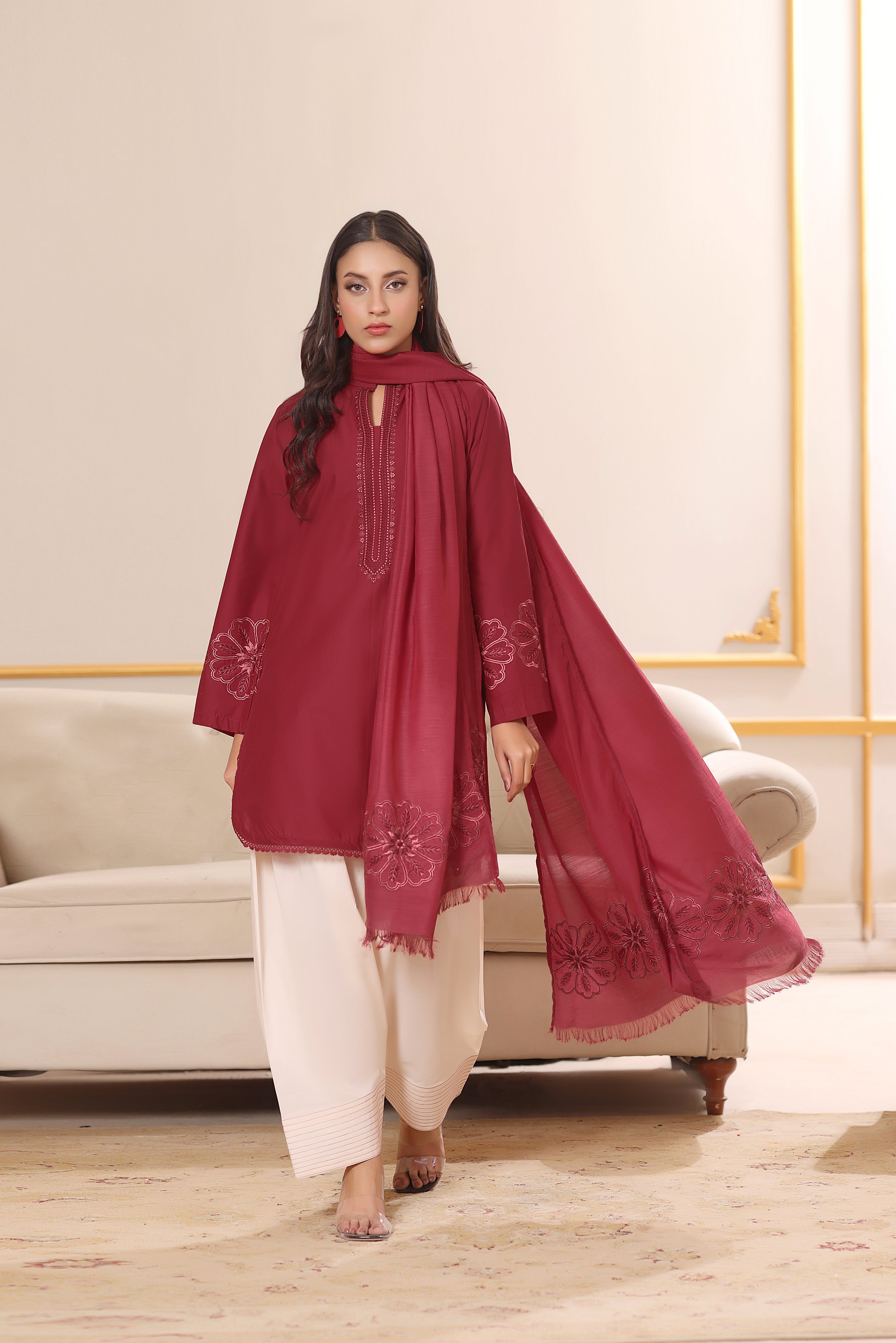 Rosebud Embroidered 3PC Lawn Dress