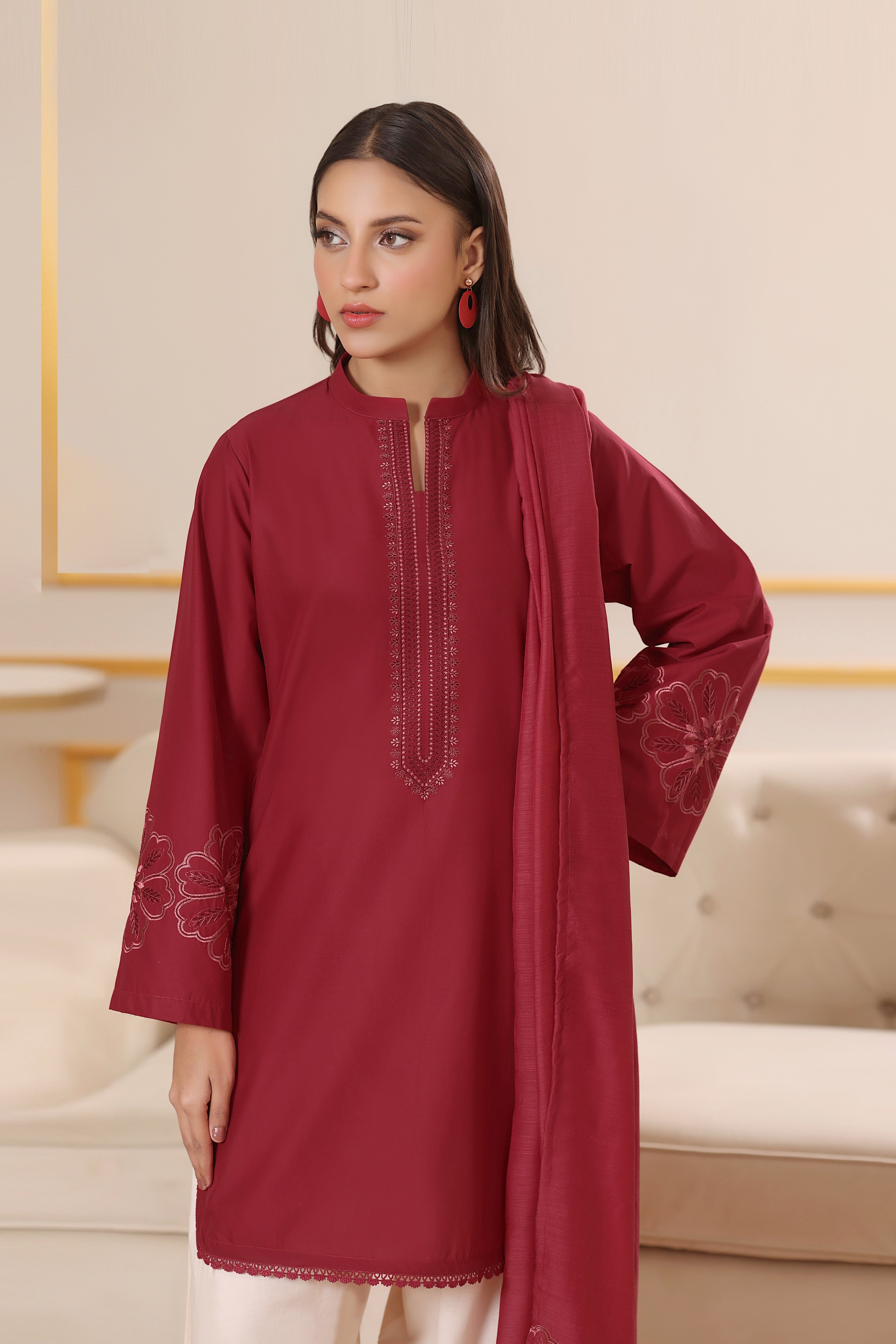 Rosebud Embroidered 3PC Lawn Dress