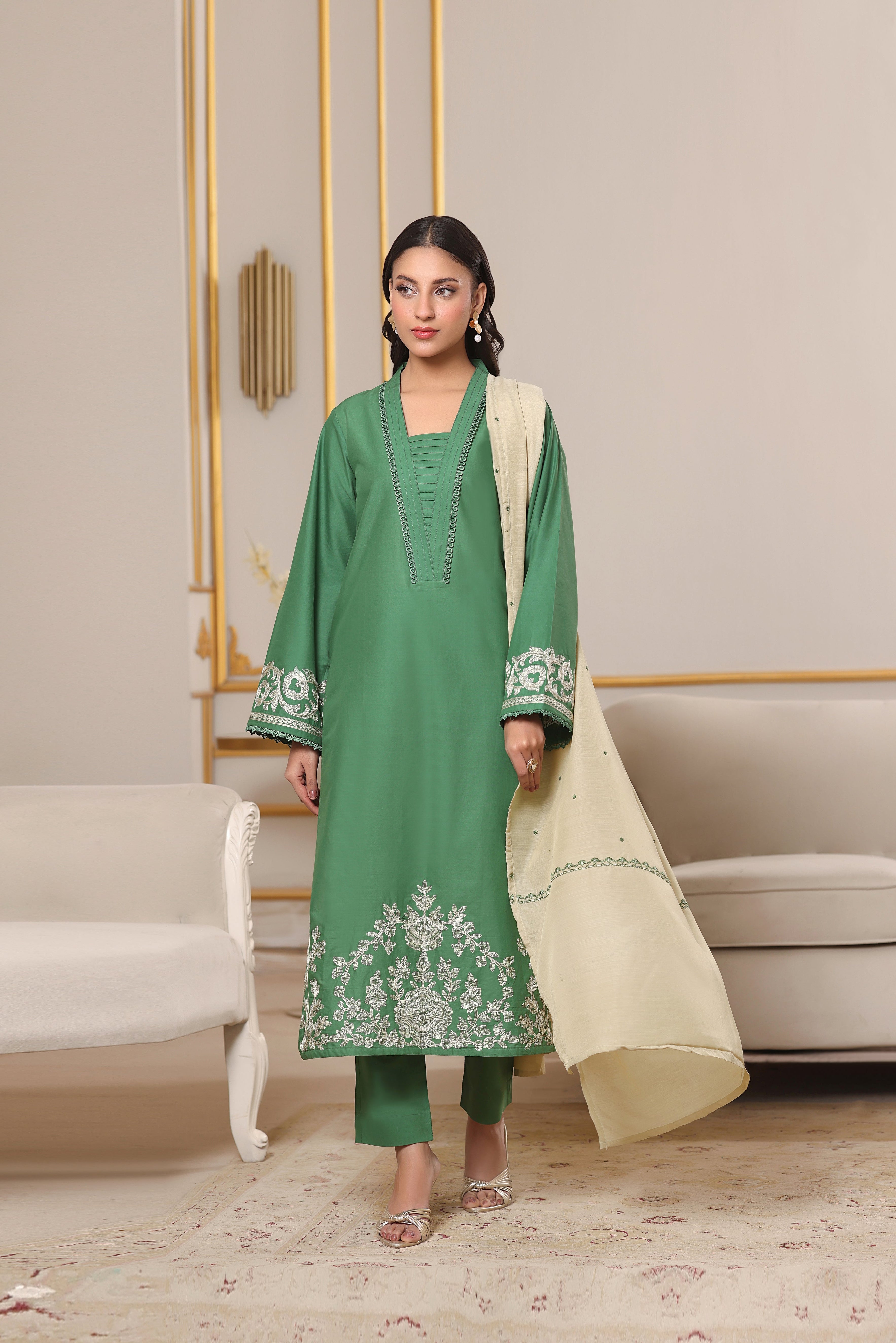 Spring Embroidered 3PC Lawn Dress