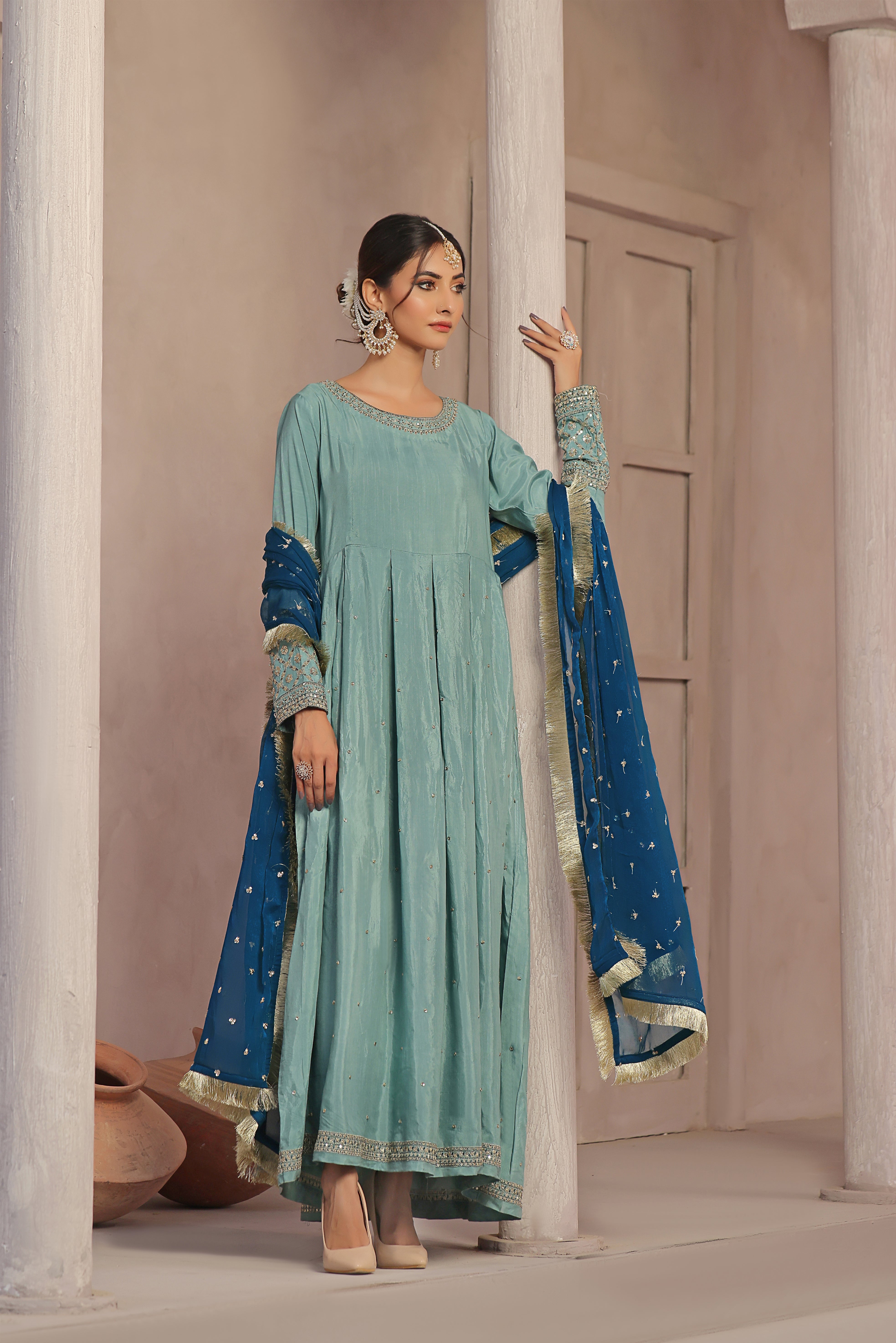 Zebaish Raw Silk Formal Stitched Dress