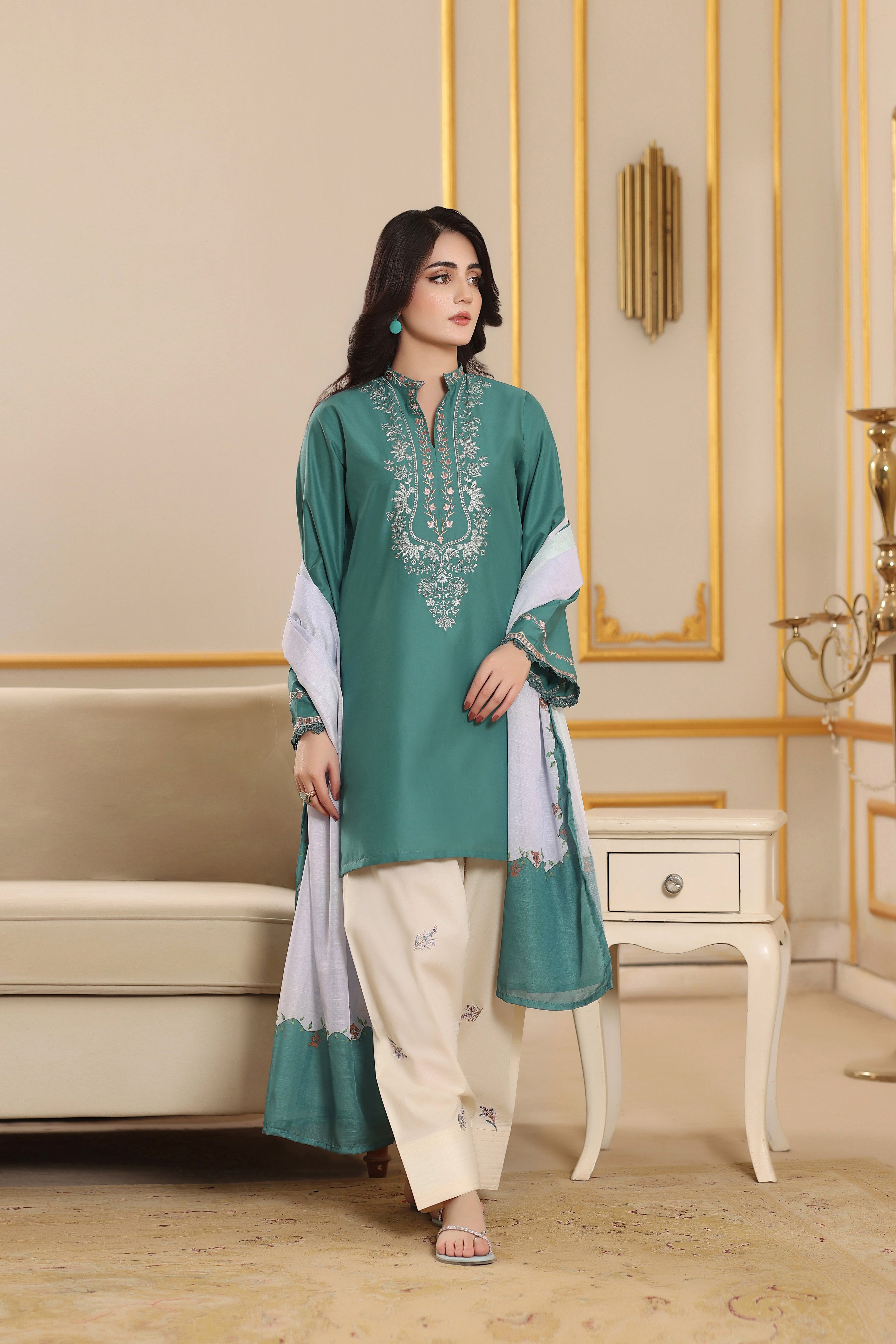 Dew Embroidered 3PC Lawn Dress