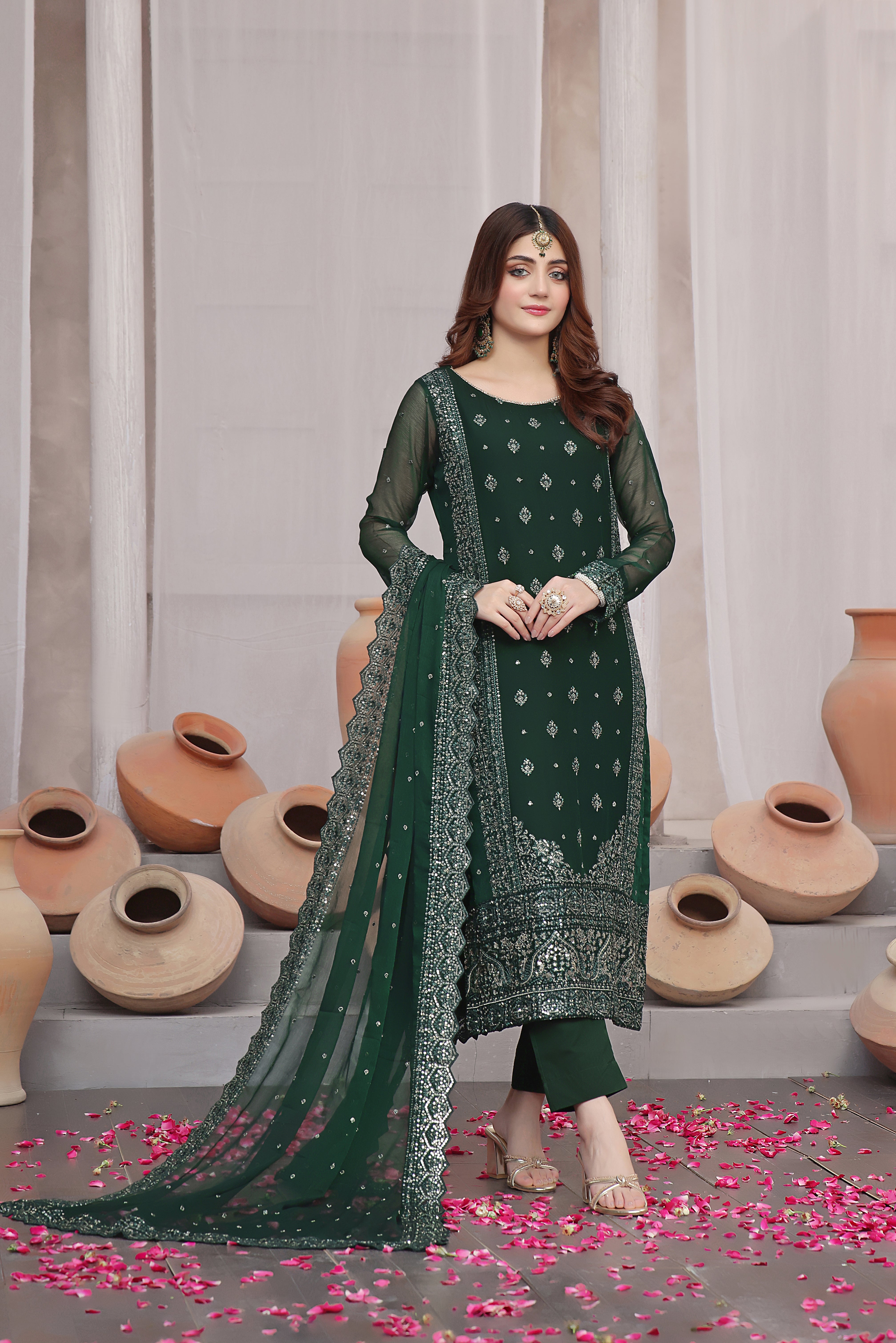 Maya Chiffon Formal Stitched Dress