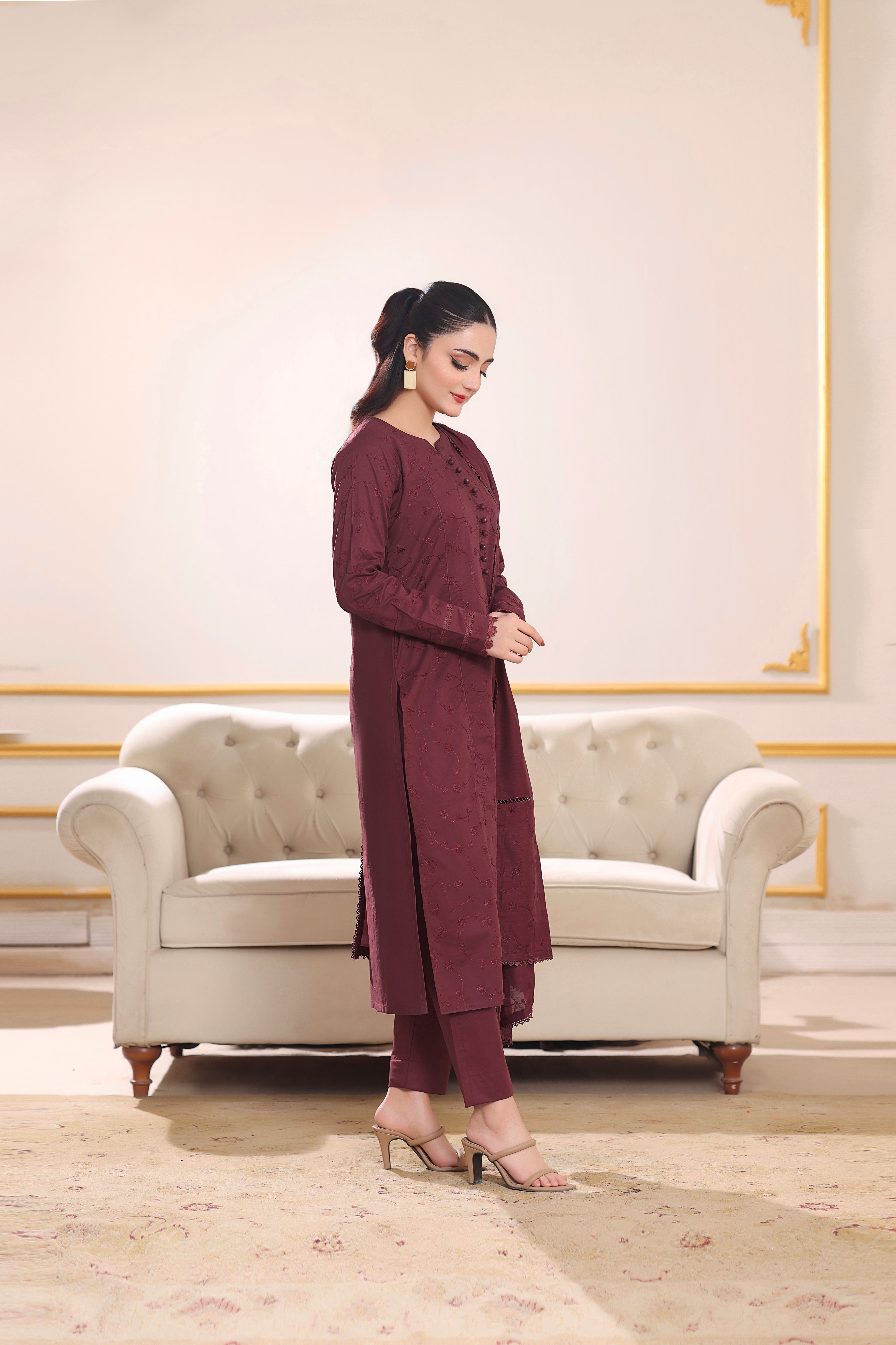 Ophelia Embroidered 3PC Lawn Dress