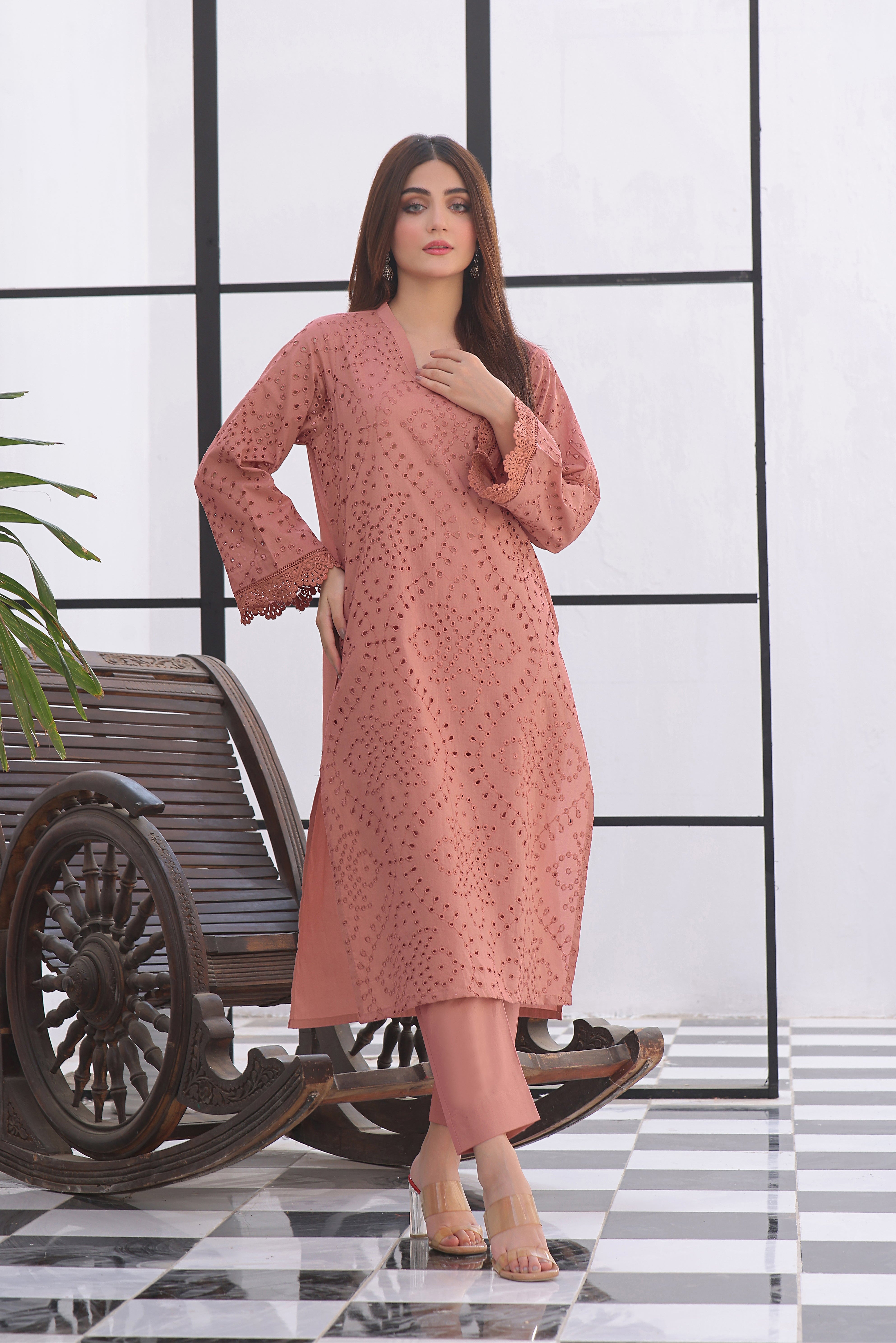Rosewood Schiffli Embroidered 2PC Dress