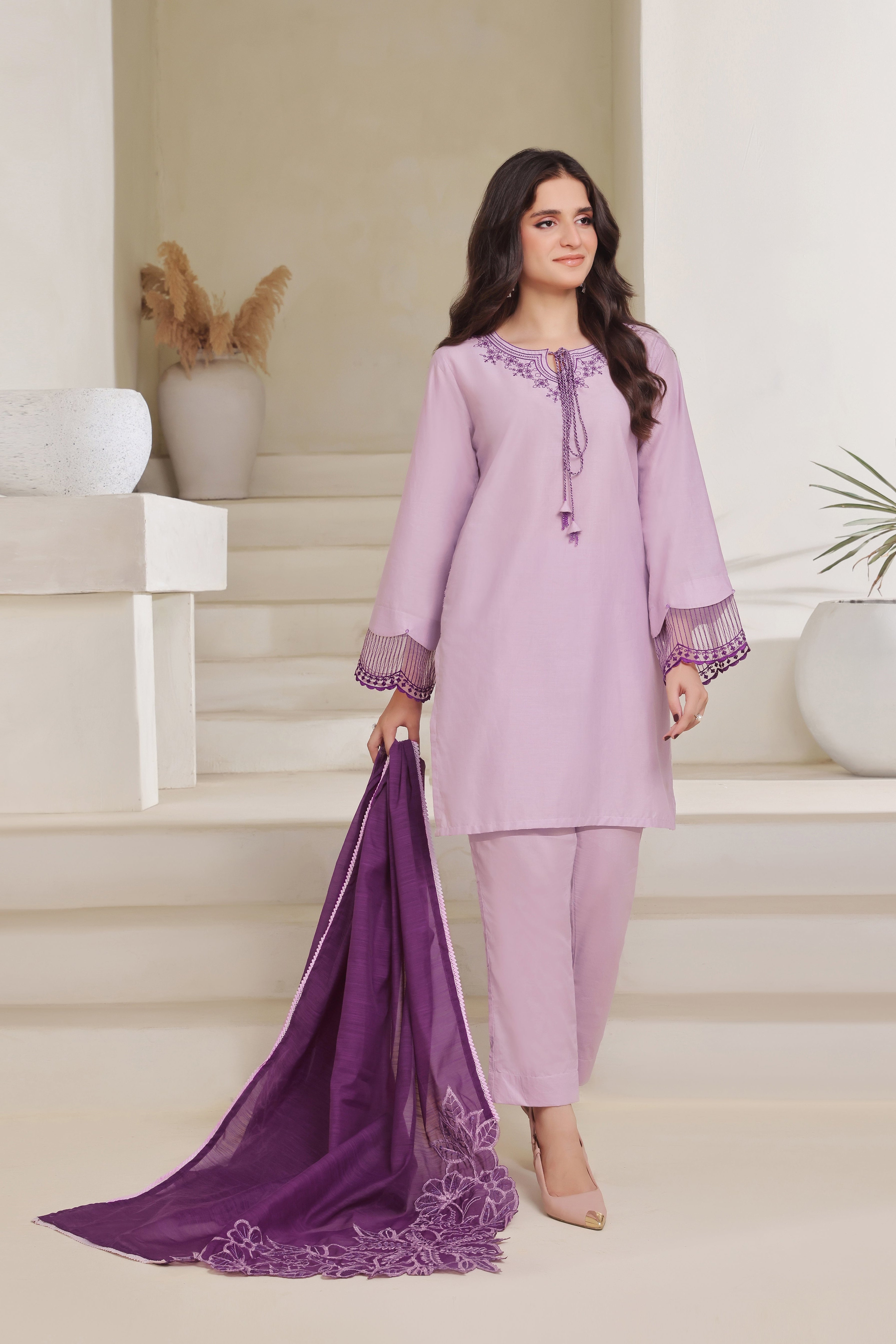 Lilacia Embroidered 3PC Lawn Dress