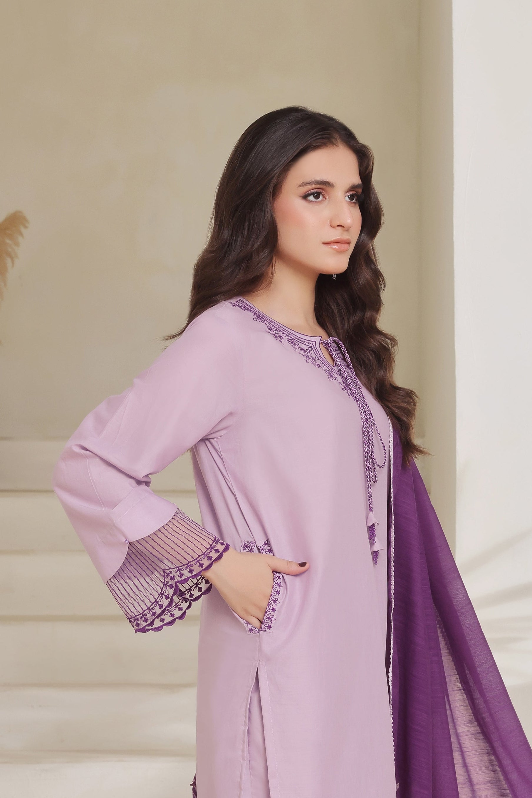 Lilacia Embroidered 3PC Lawn Dress