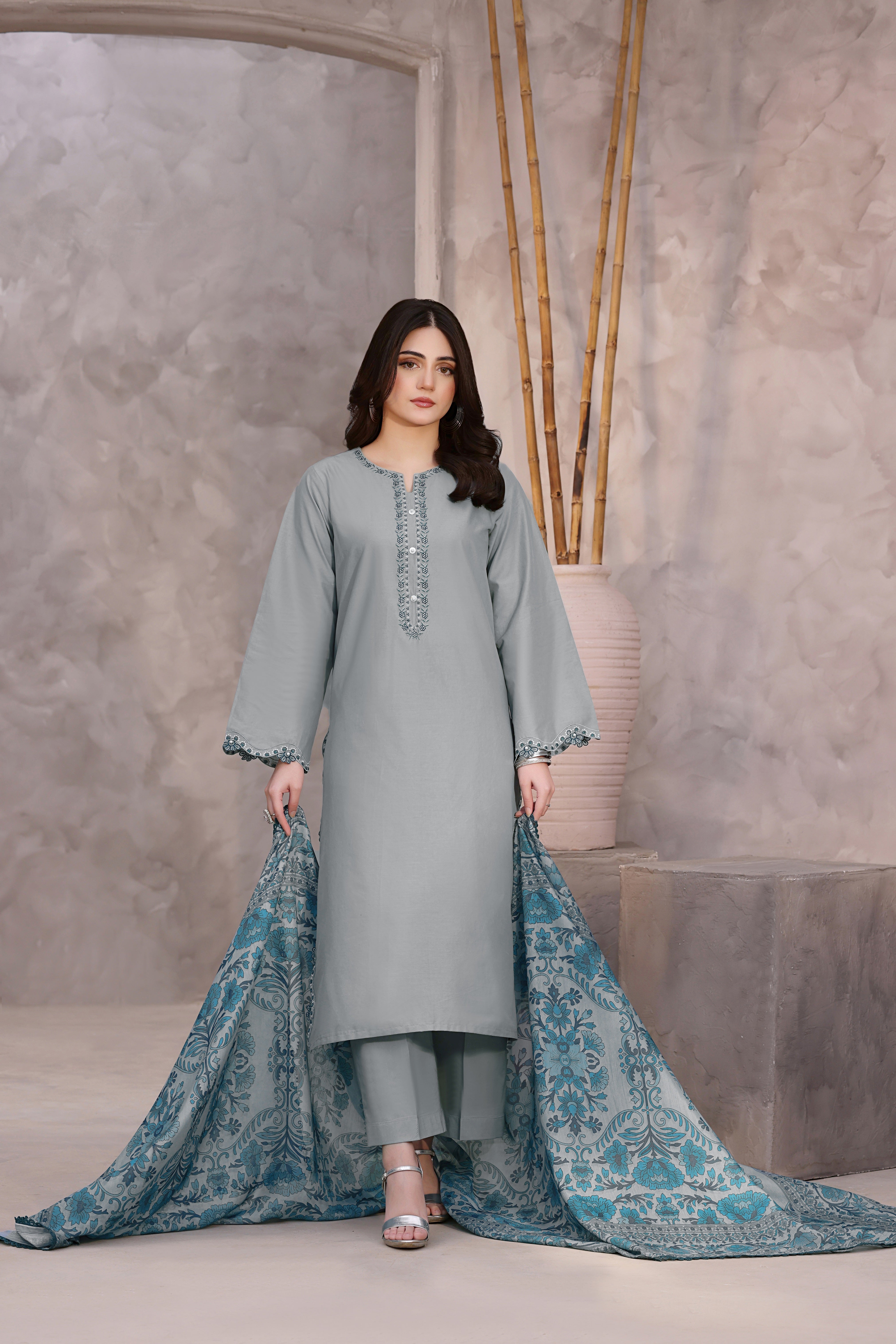 Robin Embroidered 3PC Lawn Dress