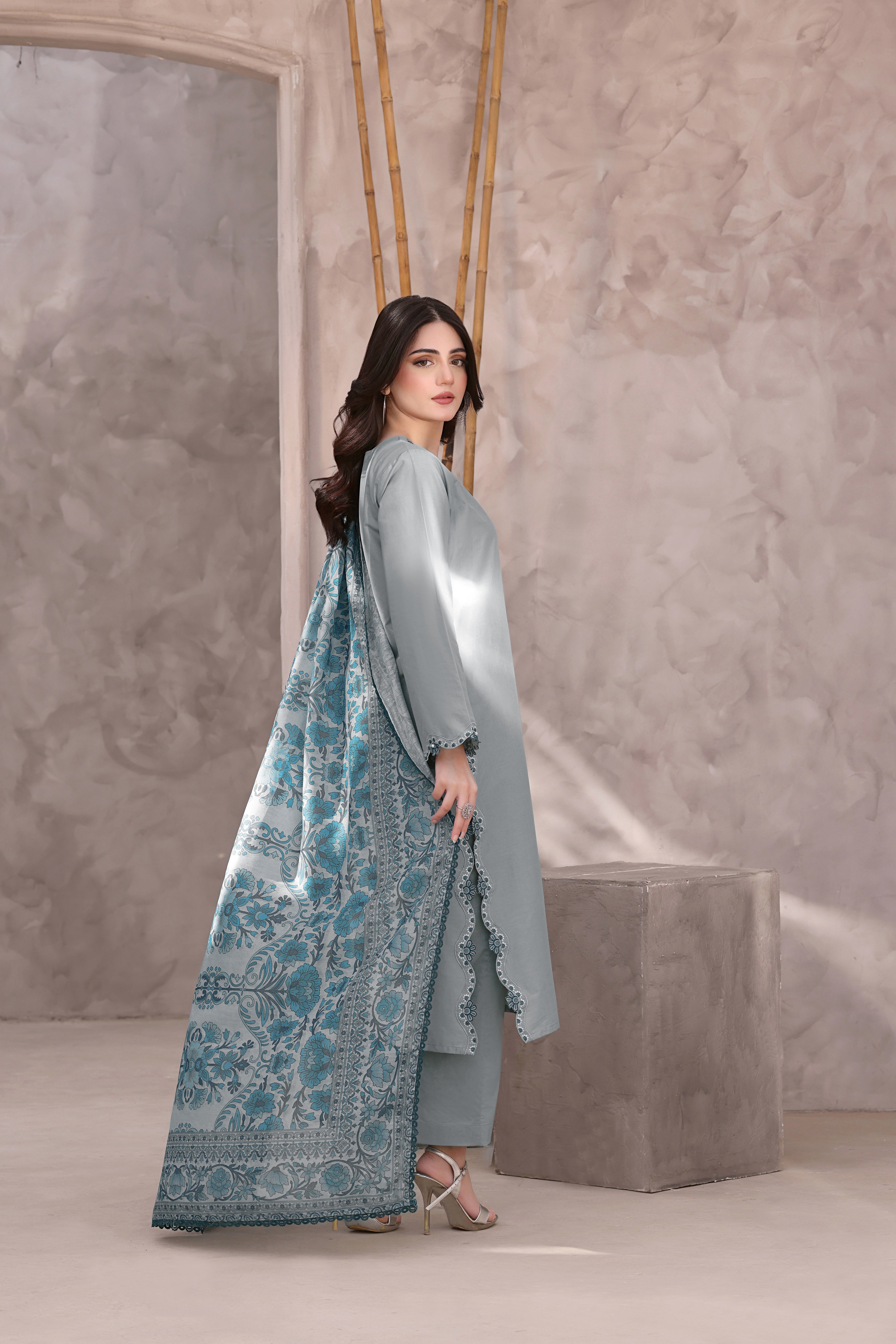 Robin Embroidered 3PC Lawn Dress